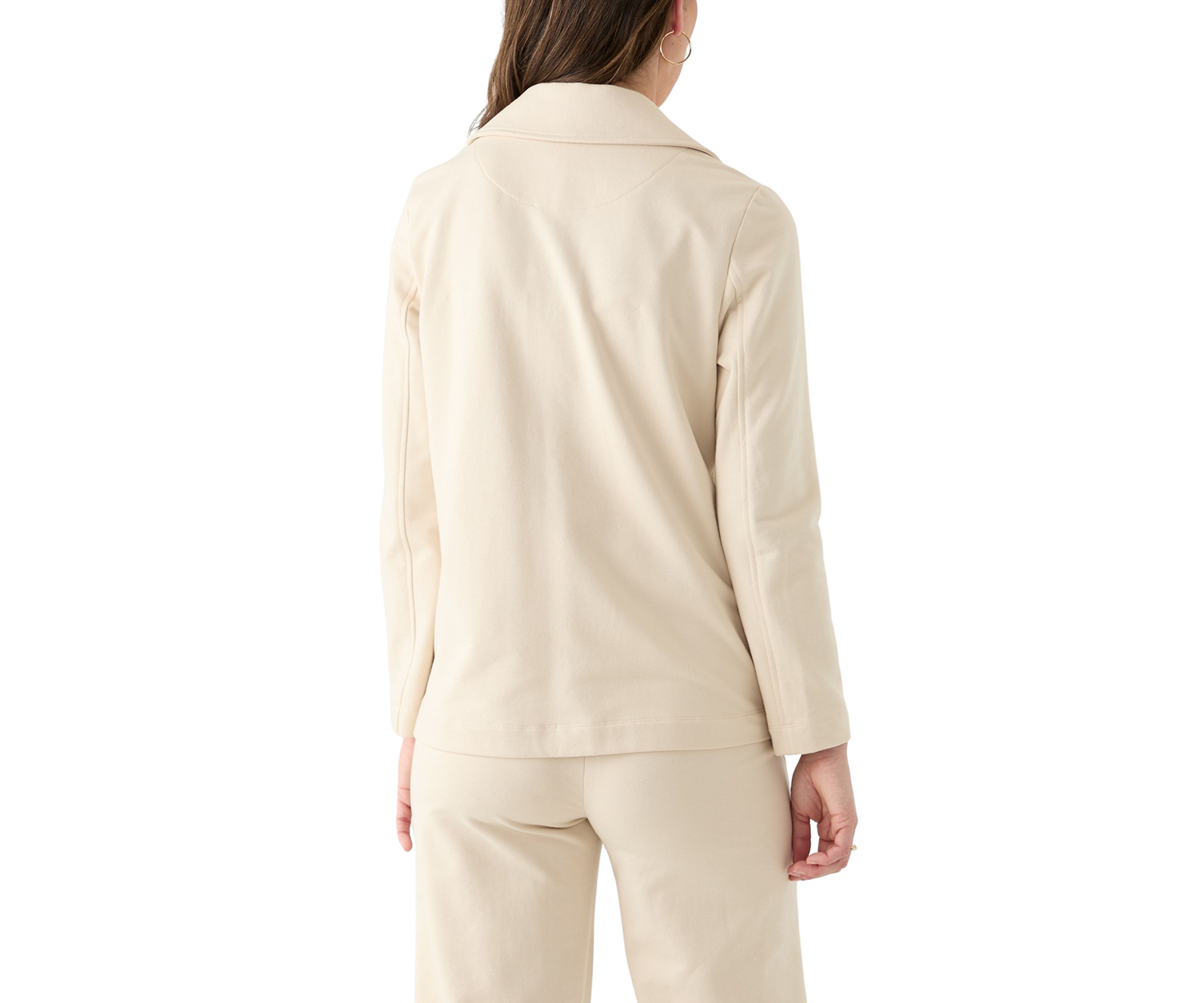Womens Knit Faux Double Breasted Blazer
