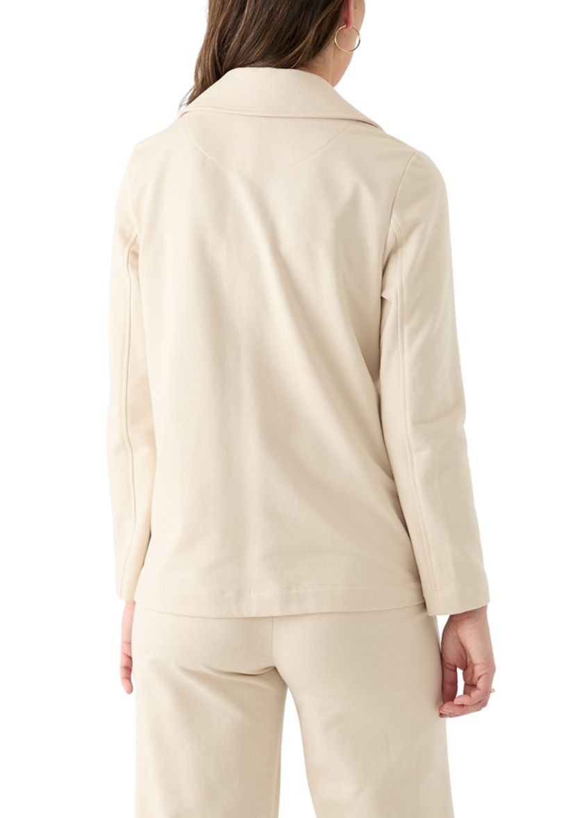 Womens Knit Faux Double Breasted Blazer