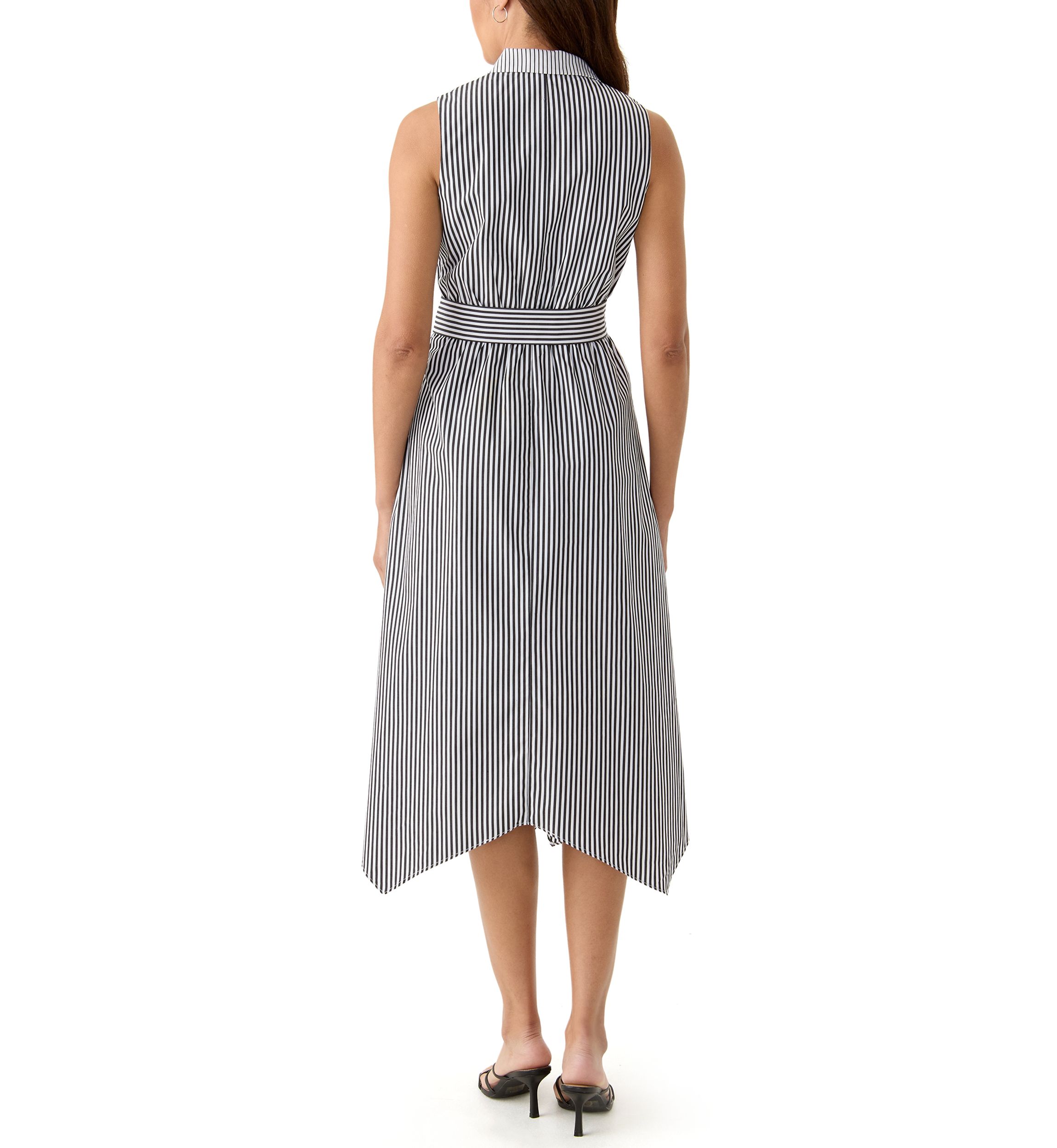 Womens Sleeveless Striped Shirtdress