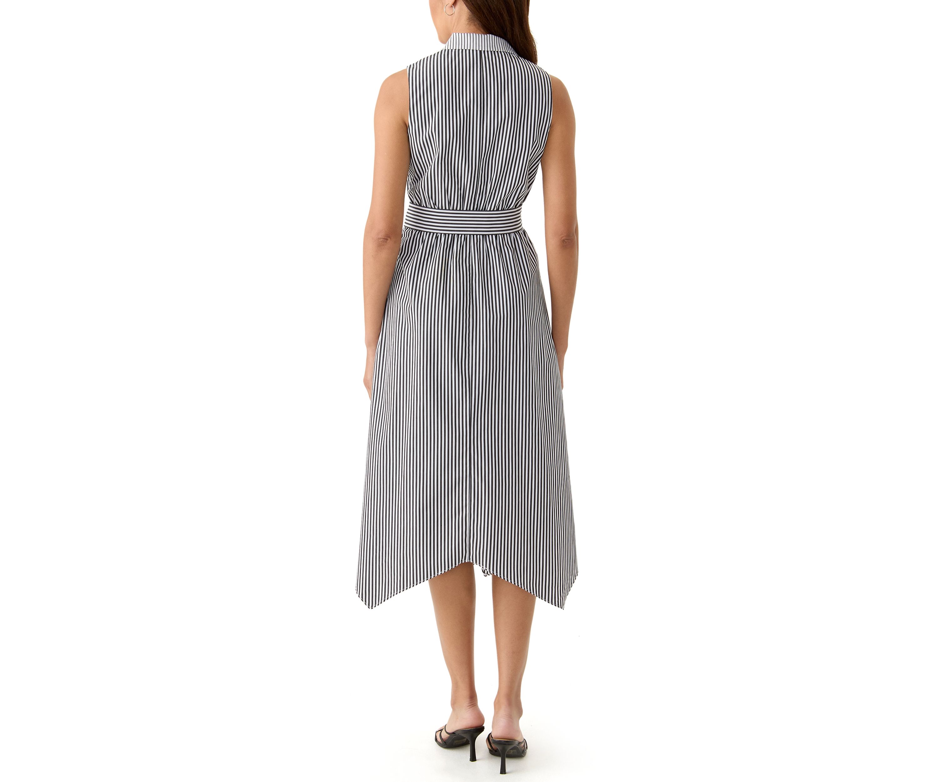 Womens Sleeveless Striped Shirtdress