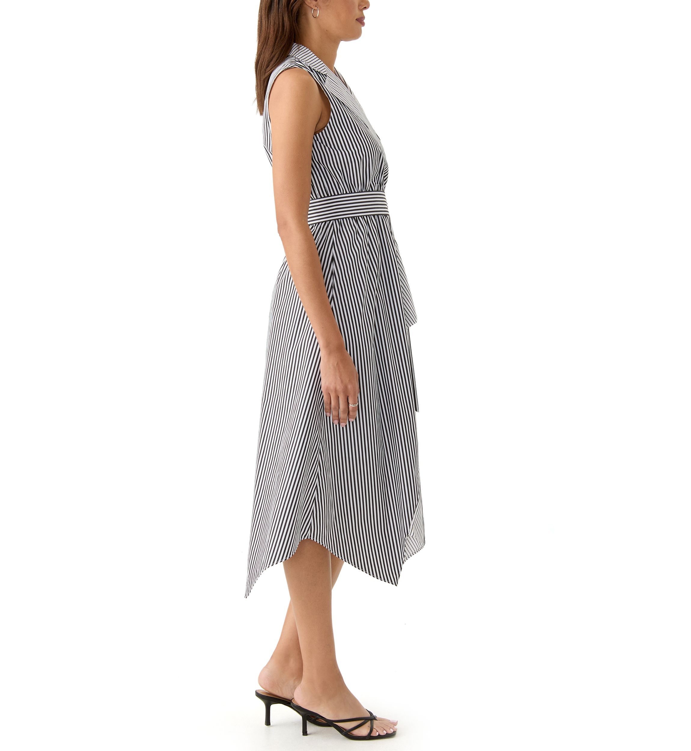 Womens Sleeveless Striped Shirtdress
