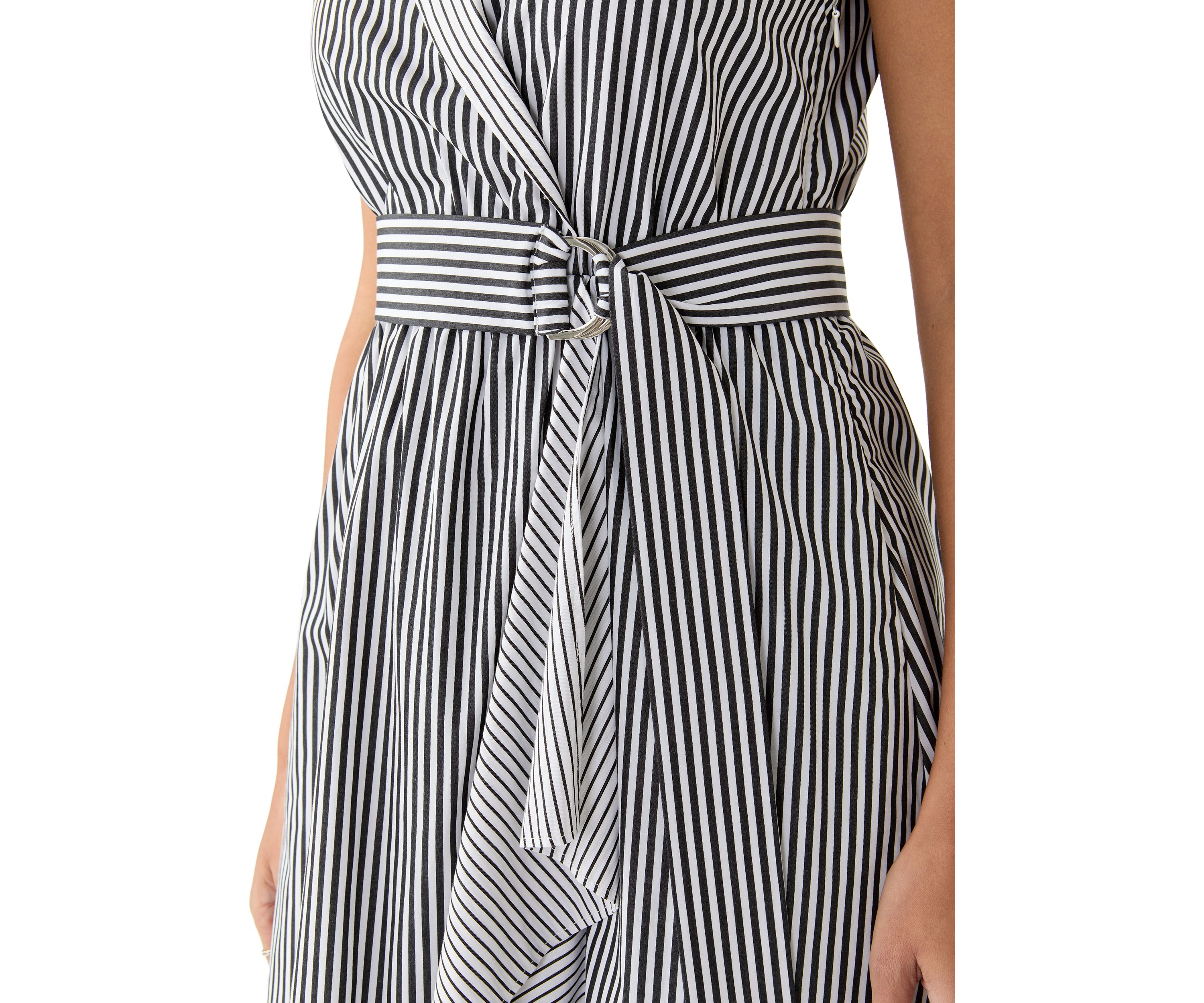 Womens Sleeveless Striped Shirtdress
