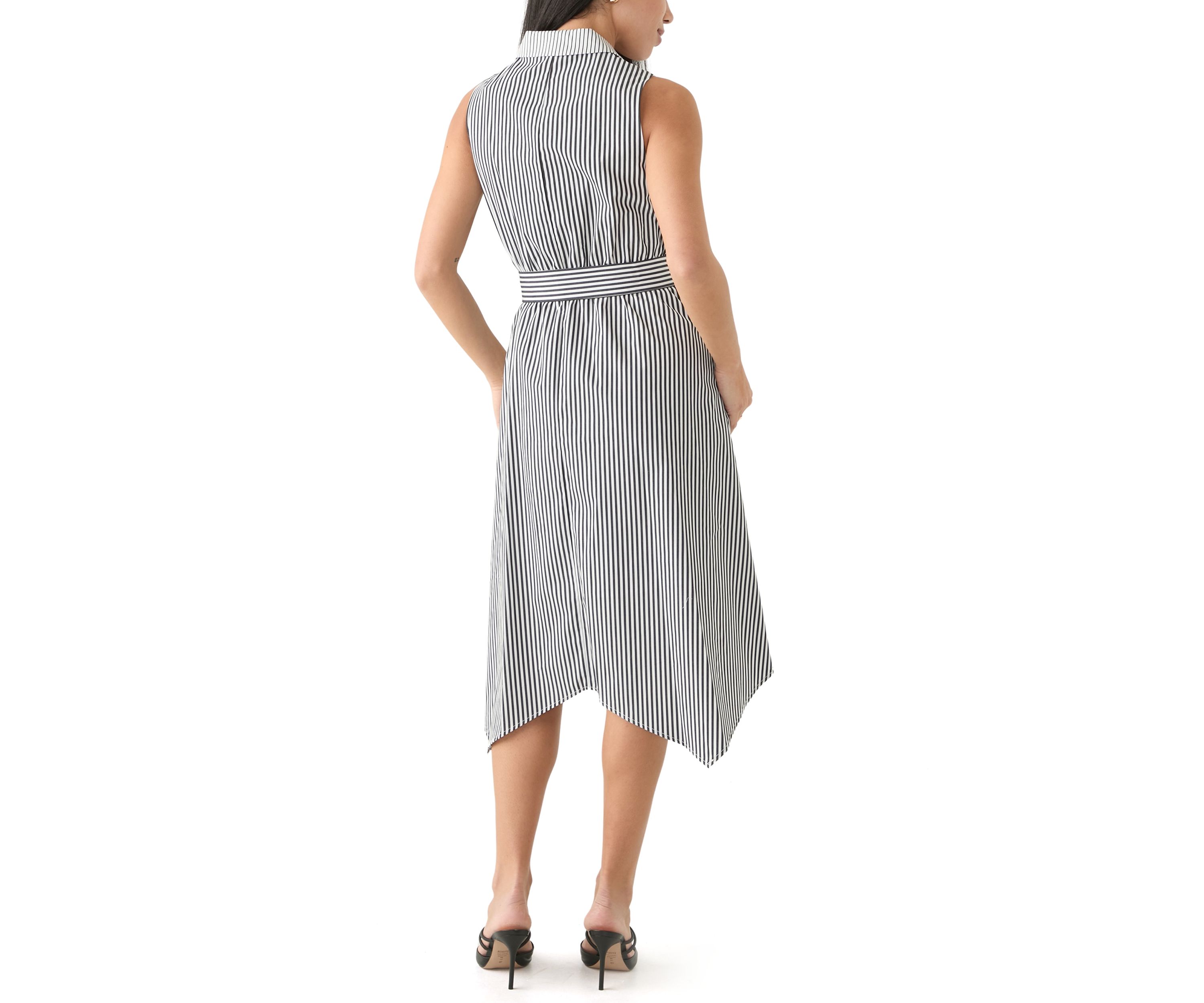 Petite Handkerchief Hem Stripe Midi Dress