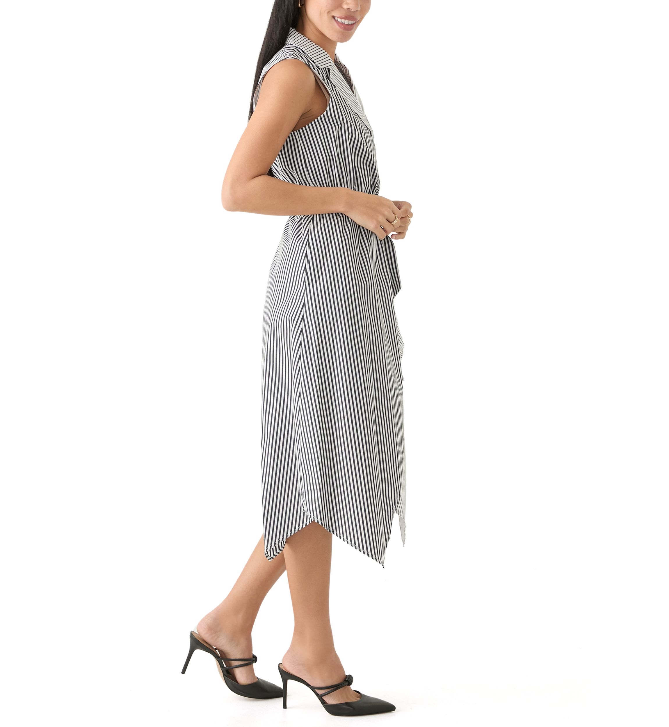 Petite Handkerchief Hem Stripe Midi Dress