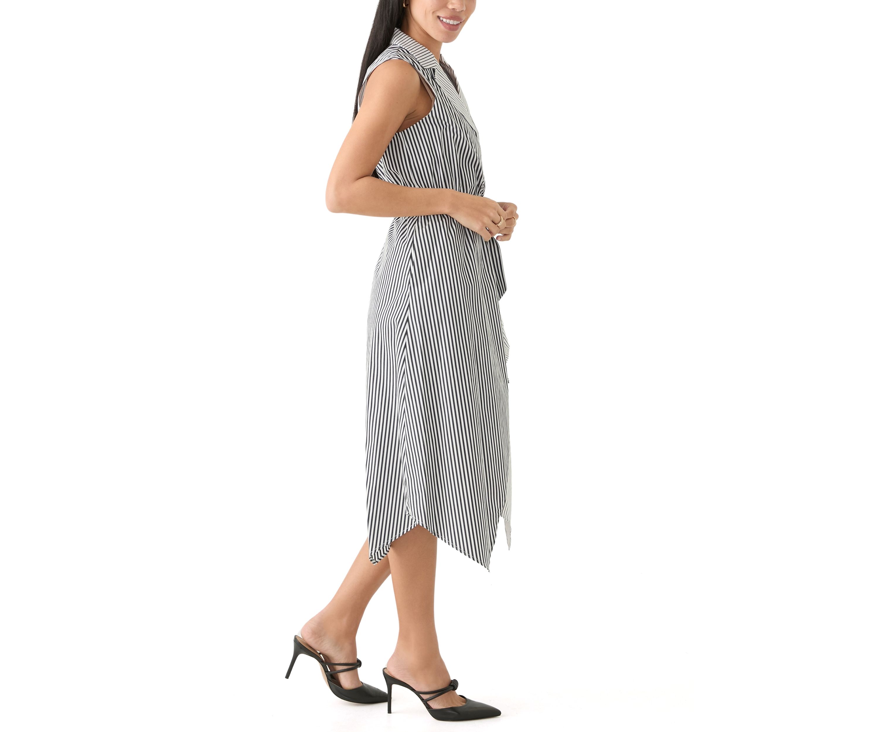 Petite Handkerchief Hem Stripe Midi Dress