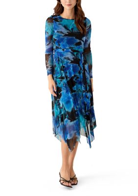 Womens Long Sleeve Handkerchief Hem Dress