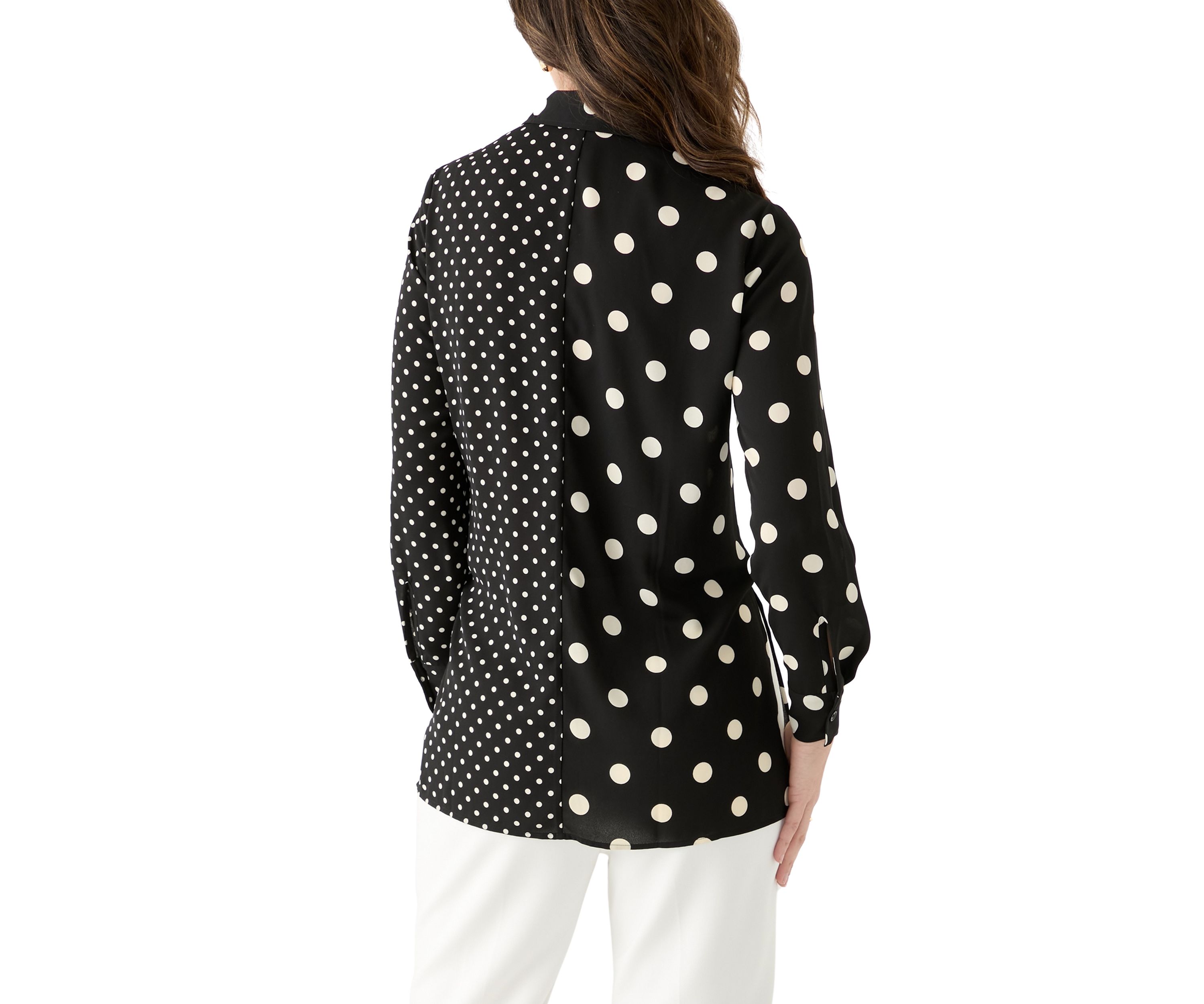 Womens Long Sleeve Split Print Button Down Shirt 