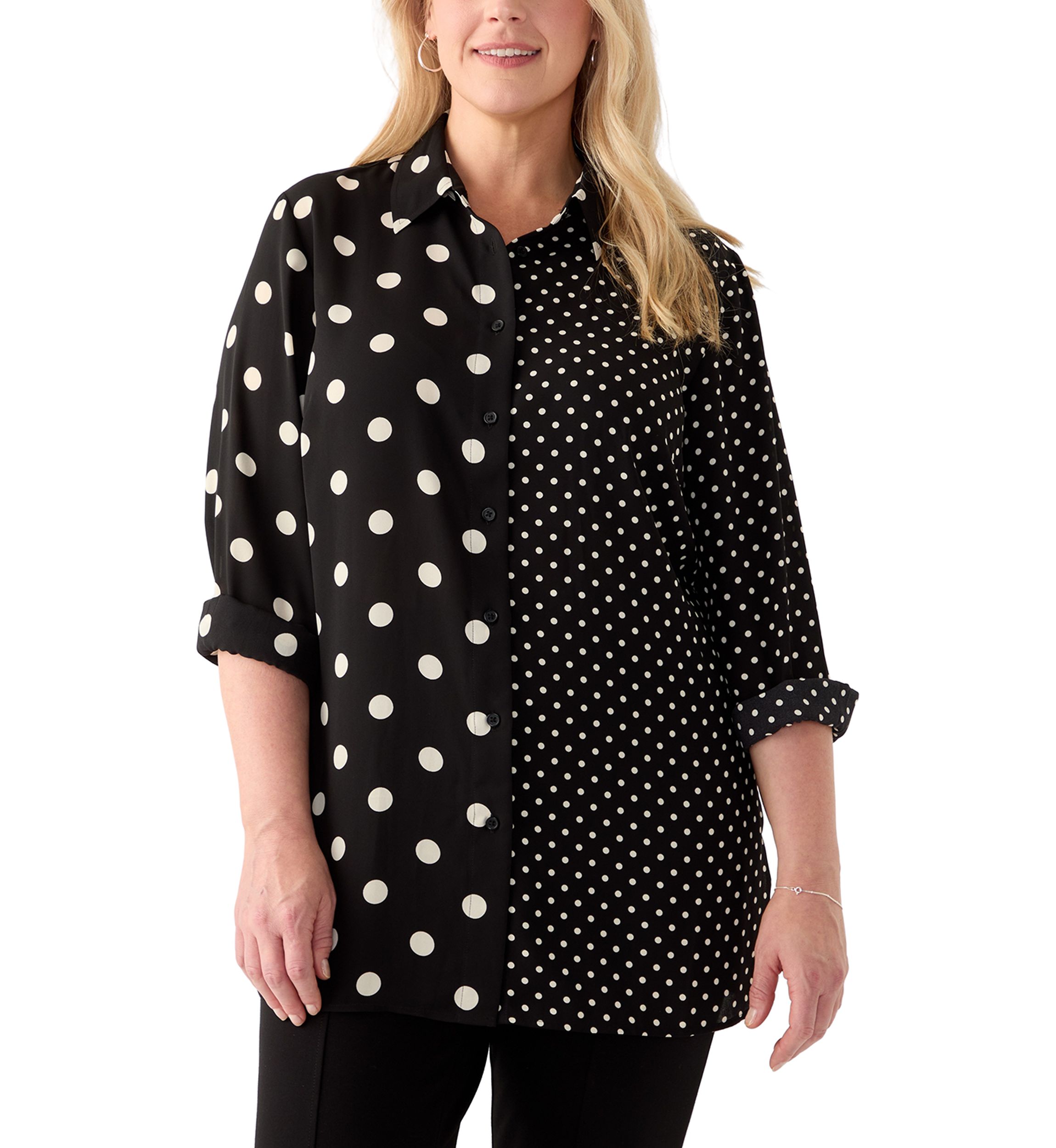 Plus Size Long Sleeve Collared Button Front Shirt