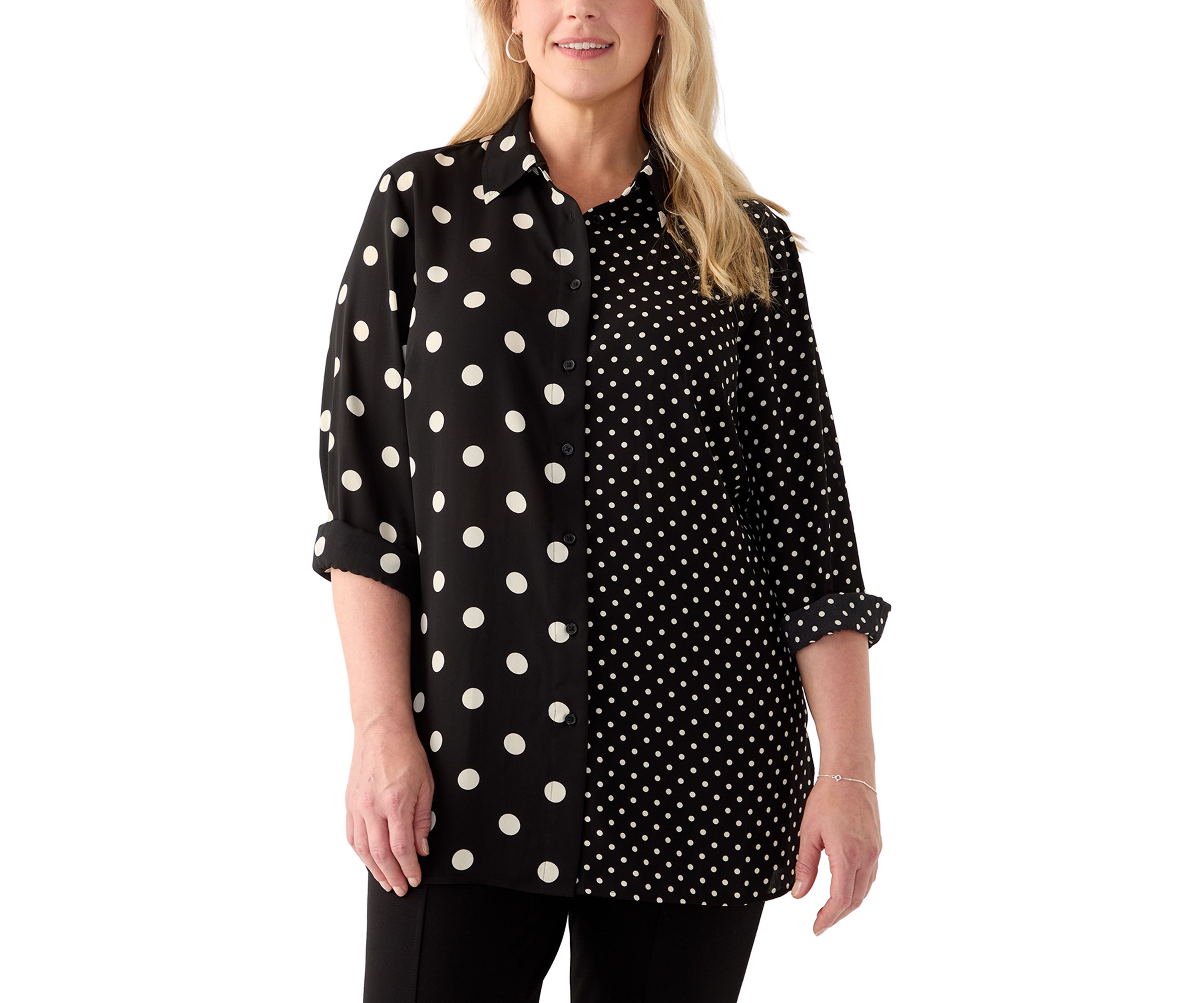 Plus Size Long Sleeve Collared Button Front Shirt