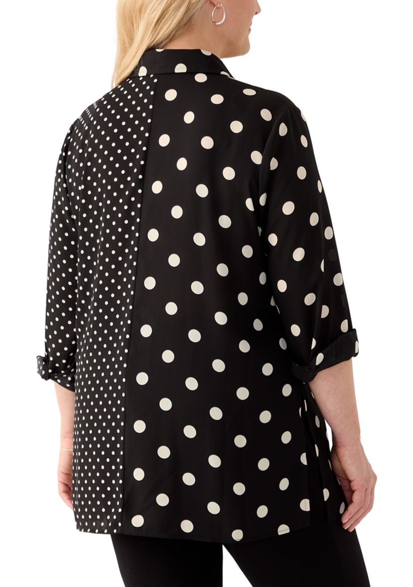 Plus Size Long Sleeve Collared Button Front Shirt