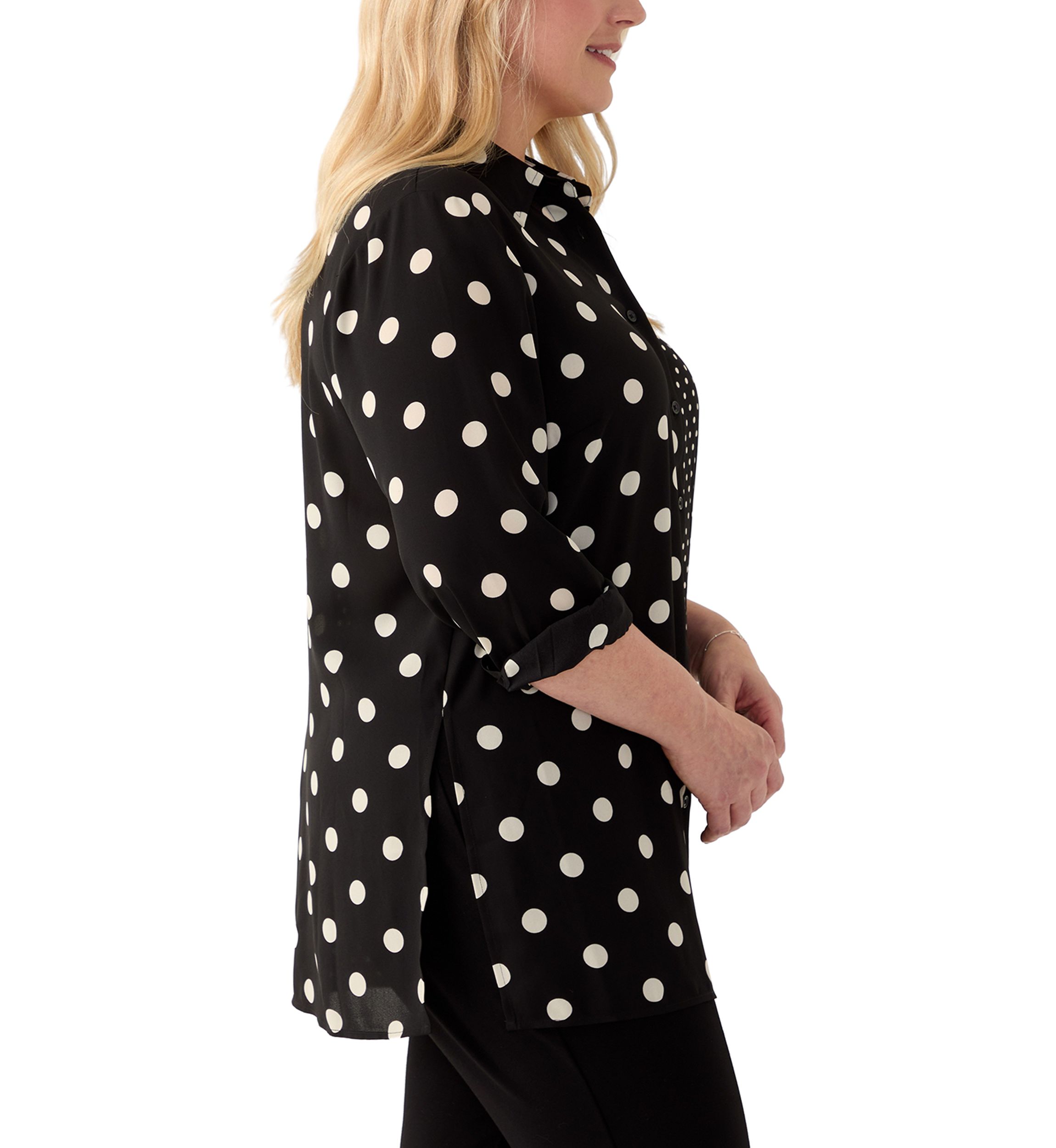Plus Size Long Sleeve Collared Button Front Shirt