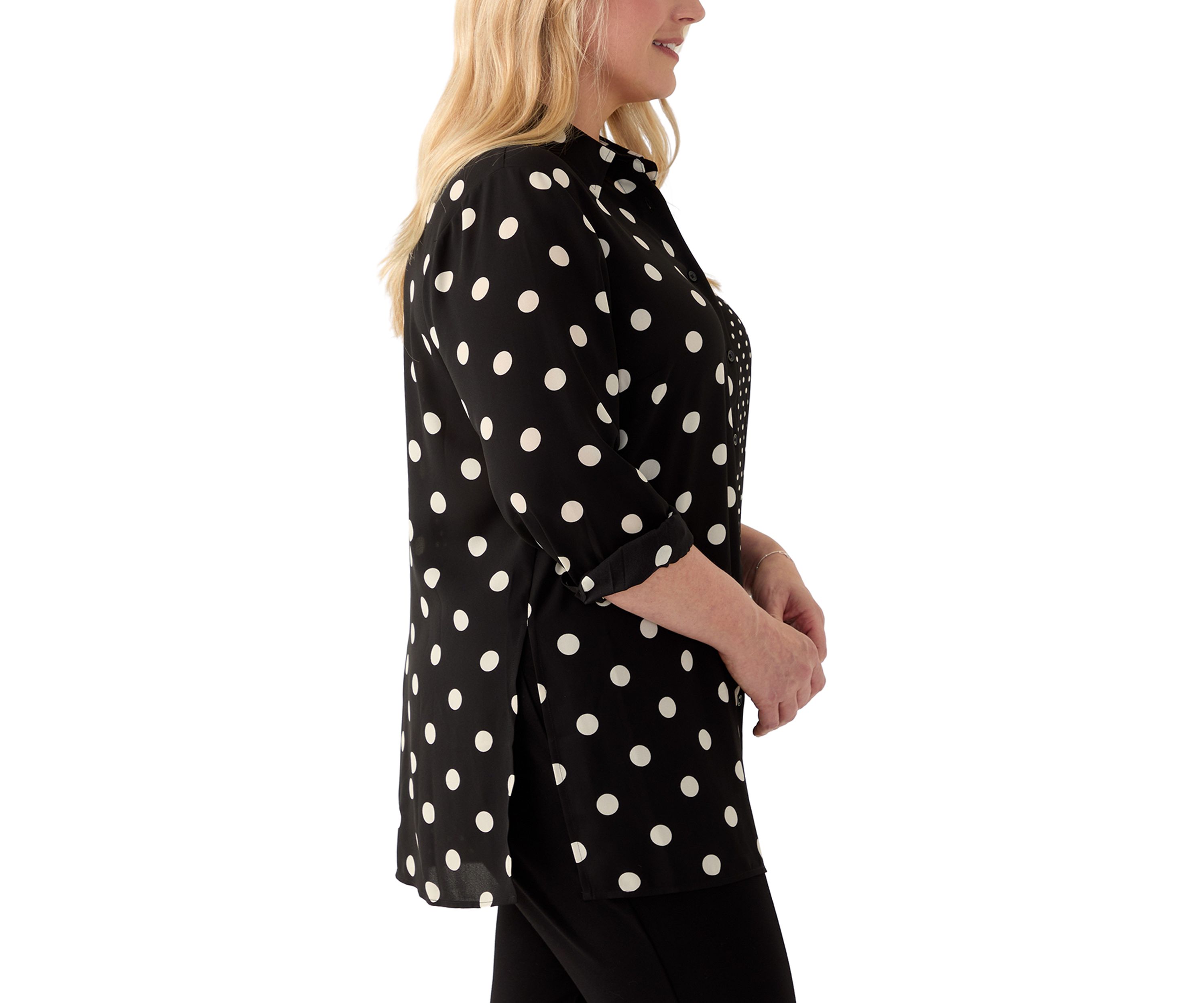 Plus Size Long Sleeve Collared Button Front Shirt