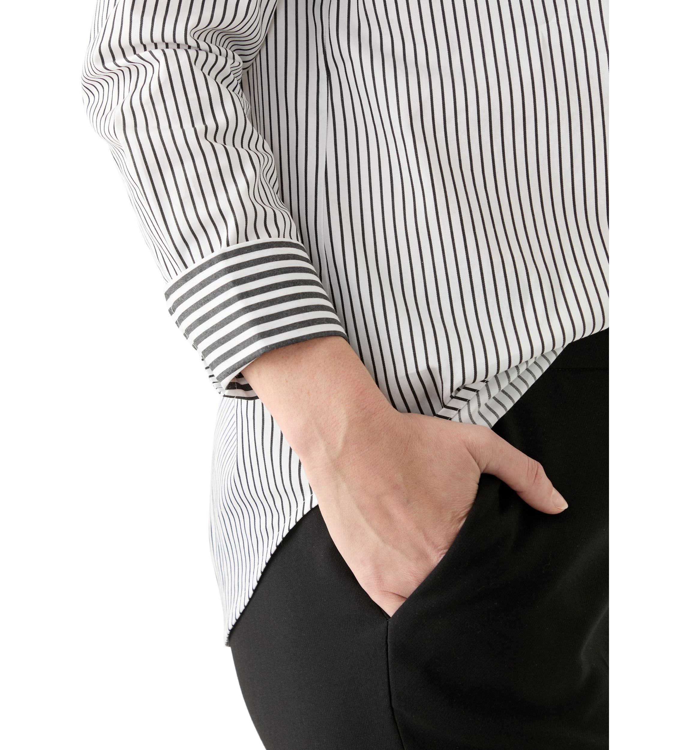 Womens Long Sleeve Stripe Button Down Shirt