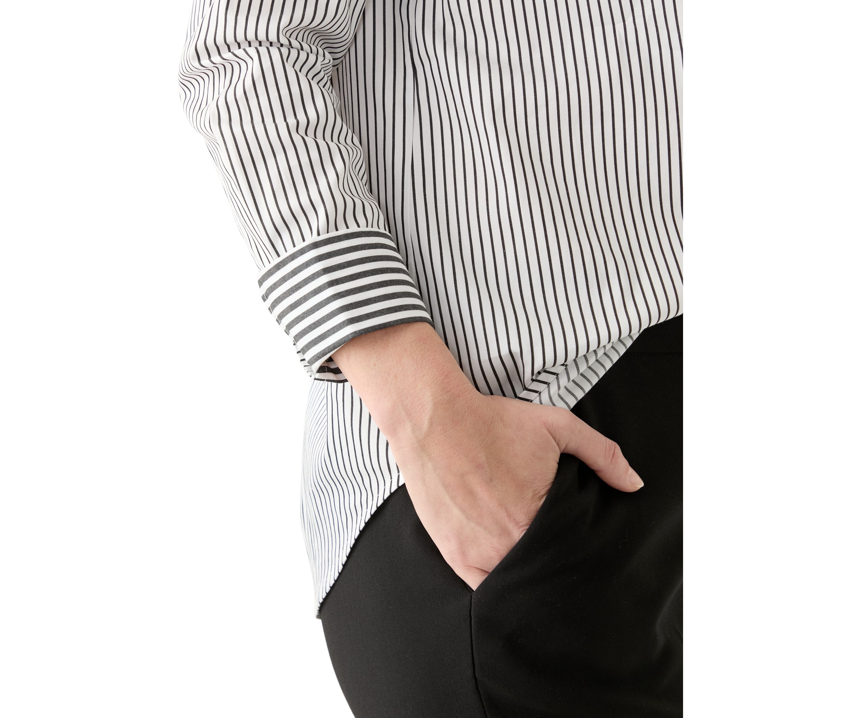 Womens Long Sleeve Stripe Button Down Shirt
