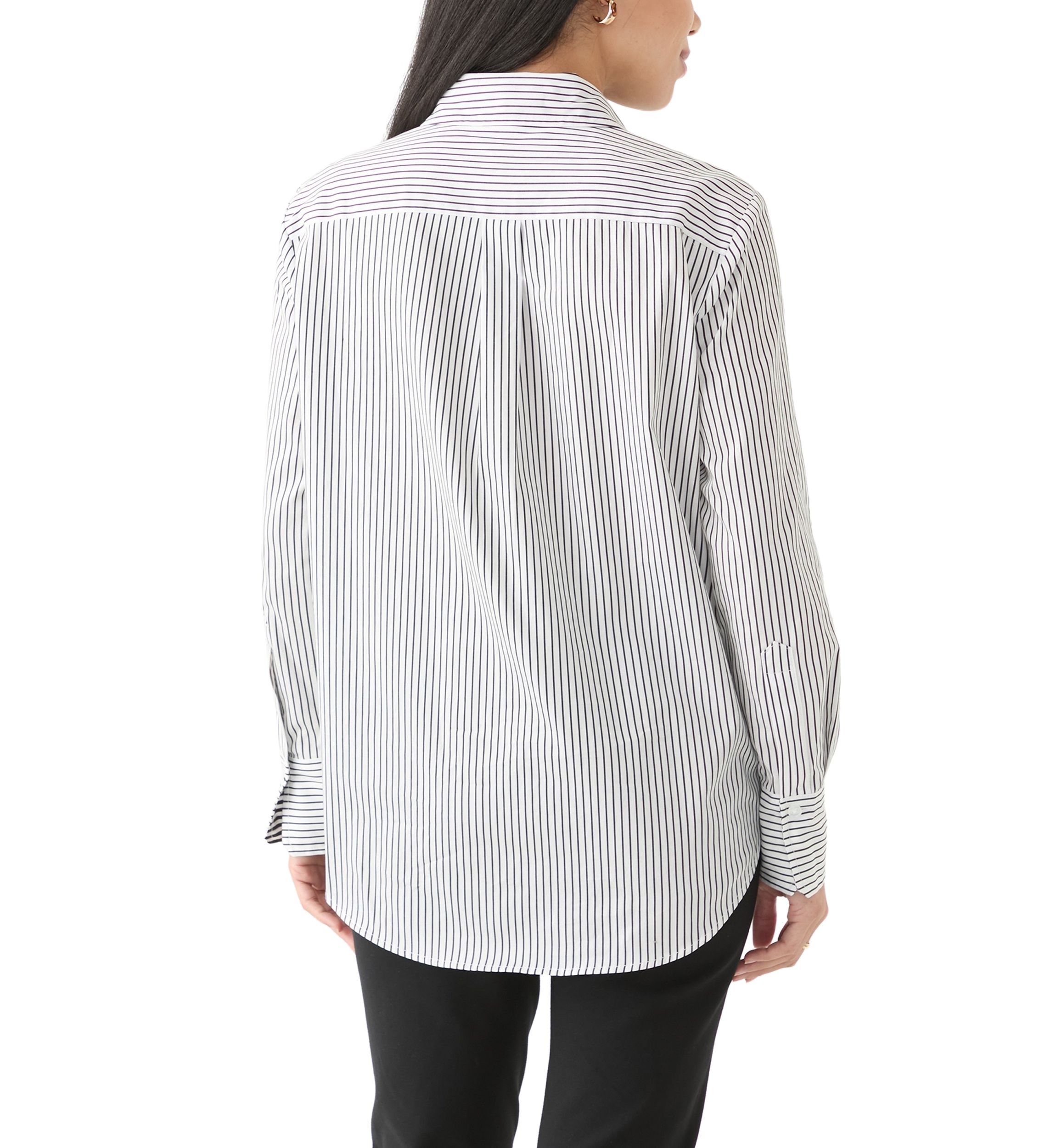 Petite Long Sleeve Collared Button Front Shirt