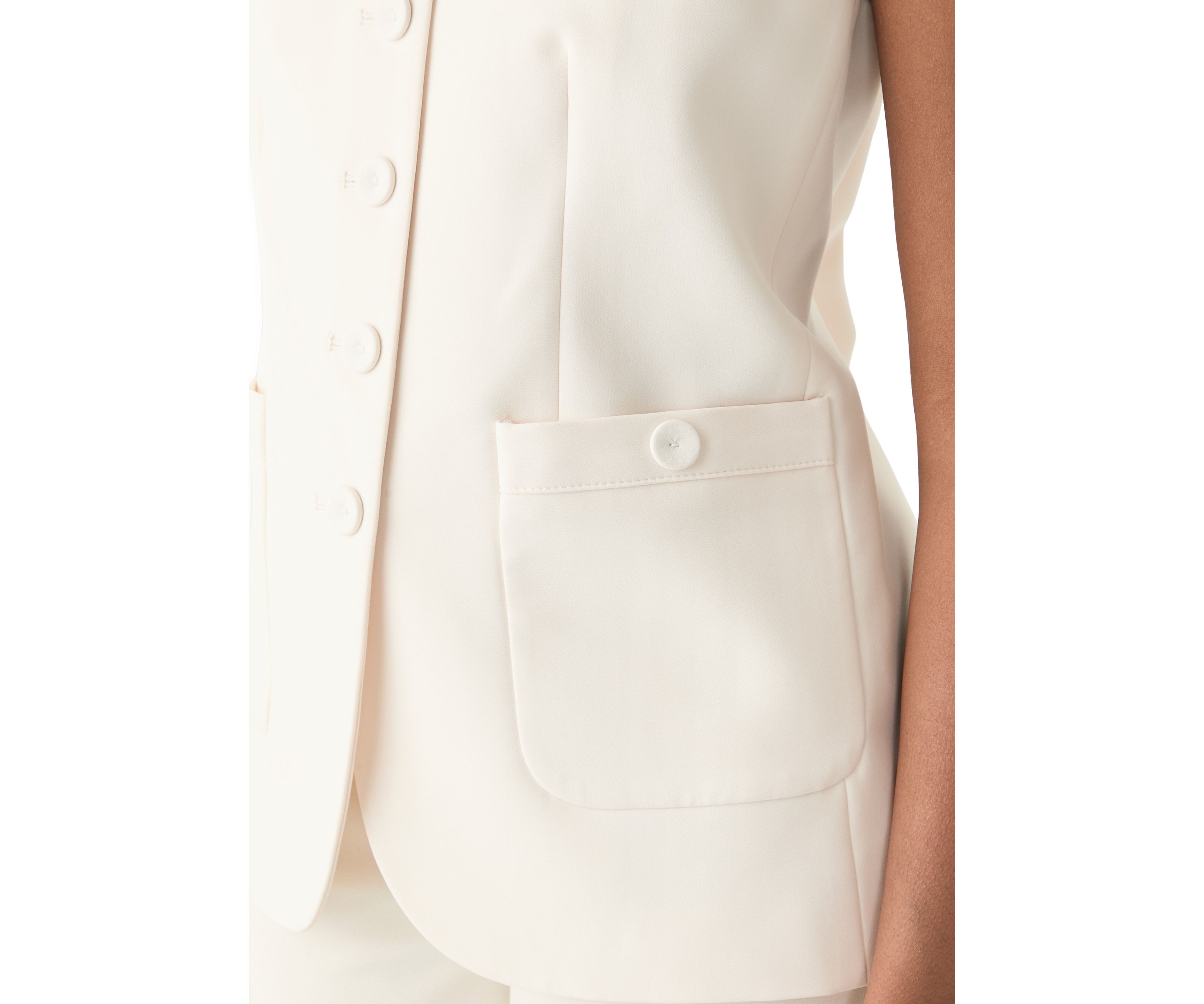 Petite Button Vest with Front Pockets