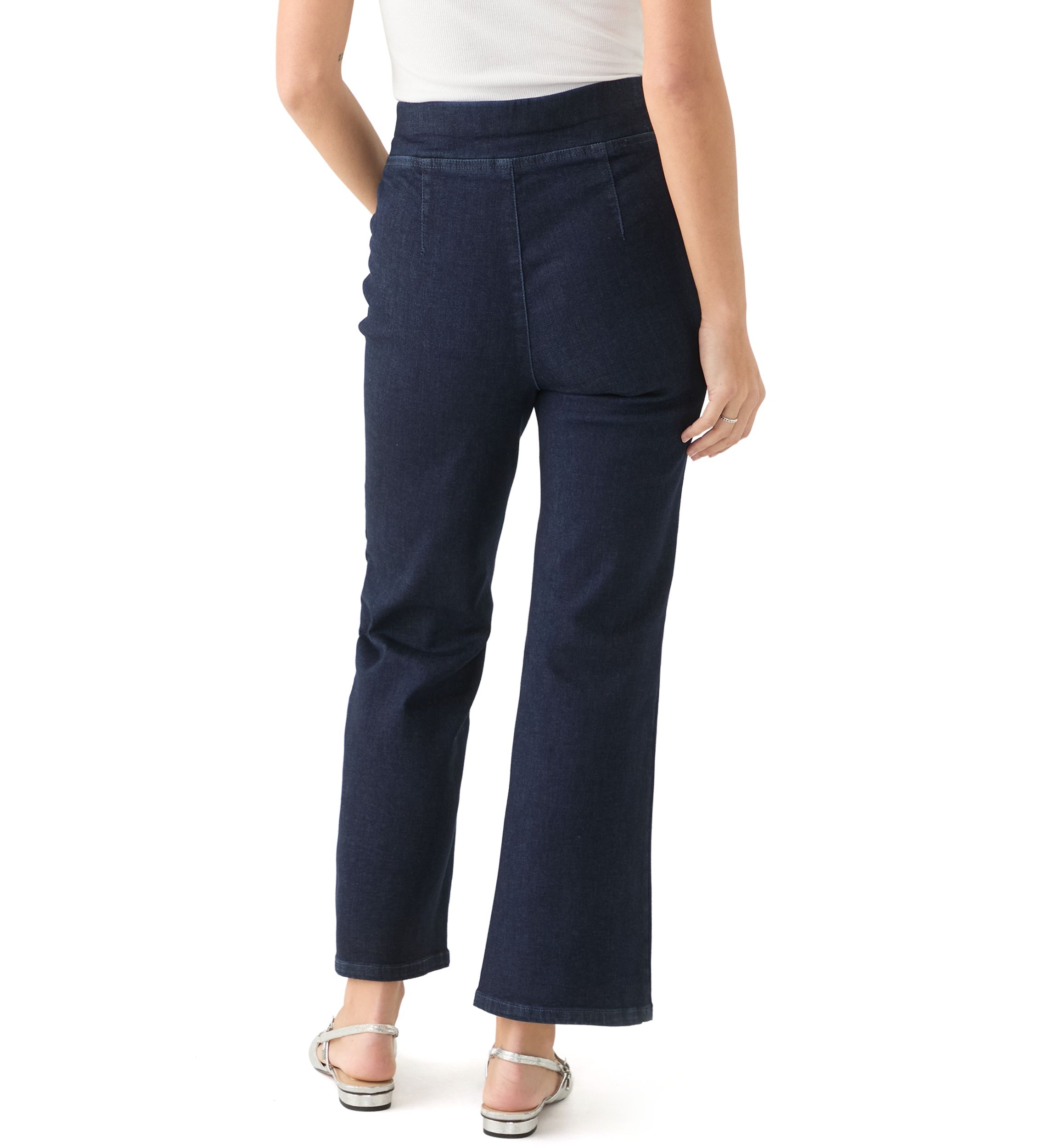 Petite Wide Leg Pull On Super Stretch Pants 