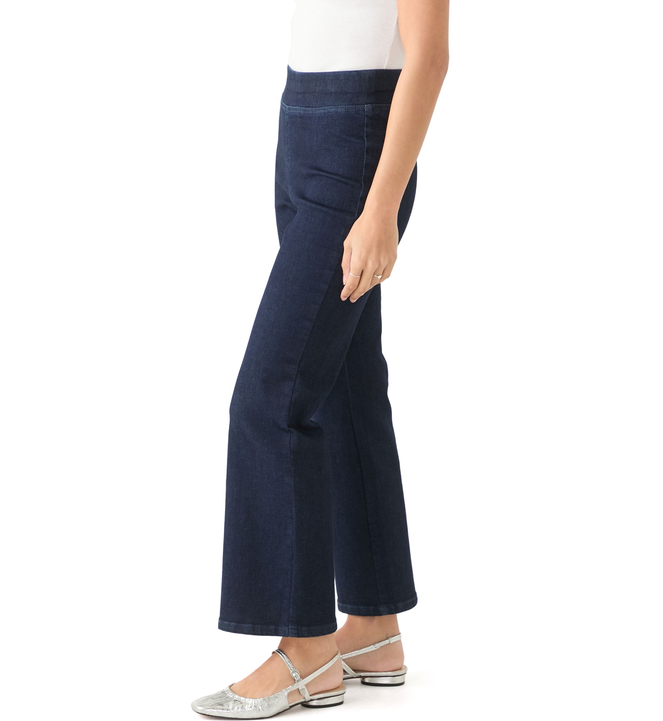 Petite Wide Leg Pull On Super Stretch Pants 