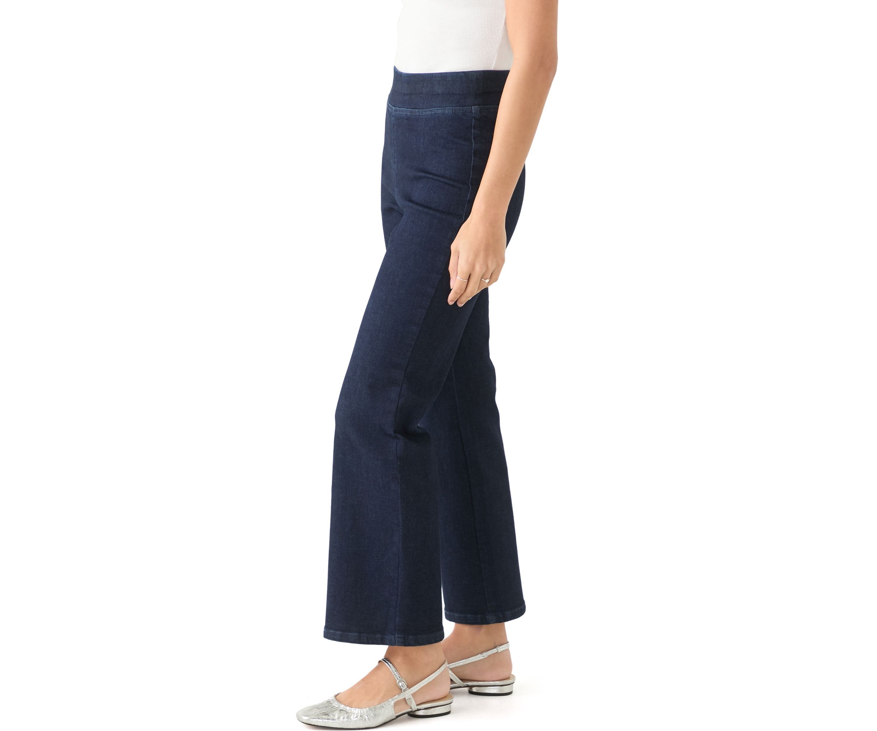 Petite Wide Leg Pull On Super Stretch Pants 