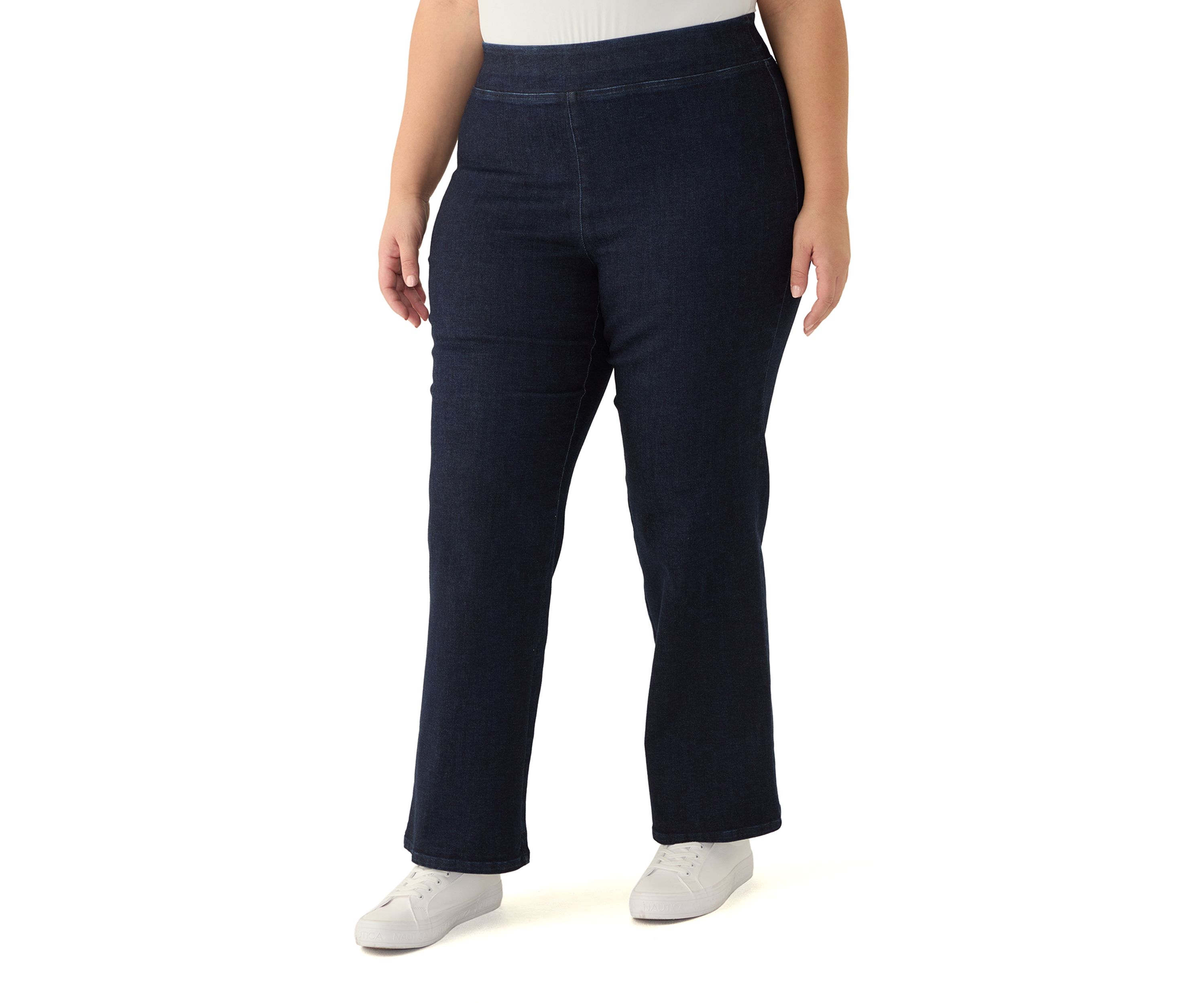 Plus Size Pull On Wide Leg Denim Pants