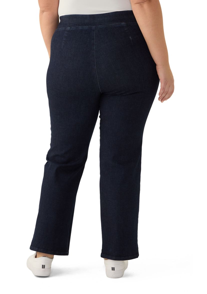 Plus Size Pull On Wide Leg Denim Pants