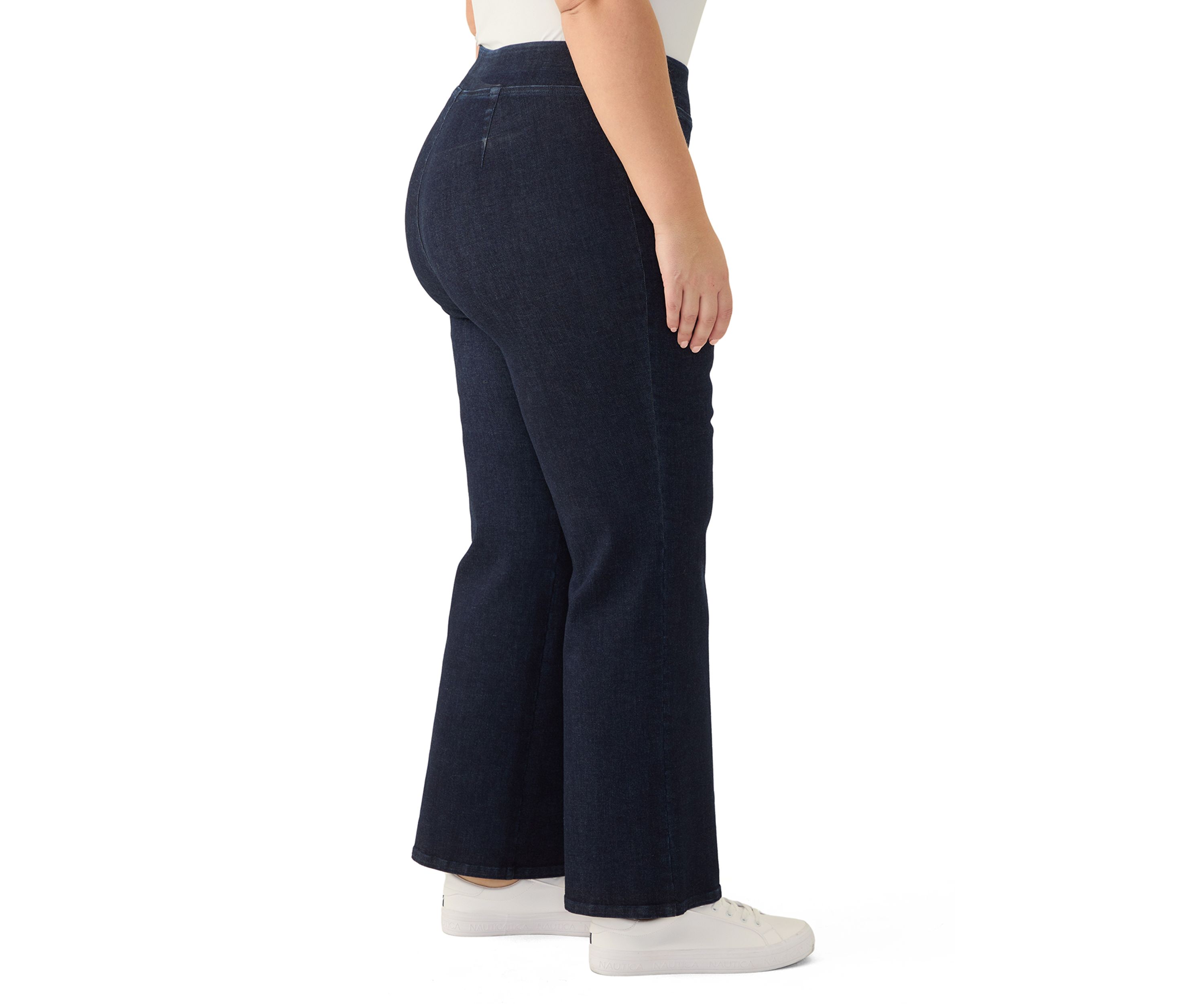 Plus Size Pull On Wide Leg Denim Pants