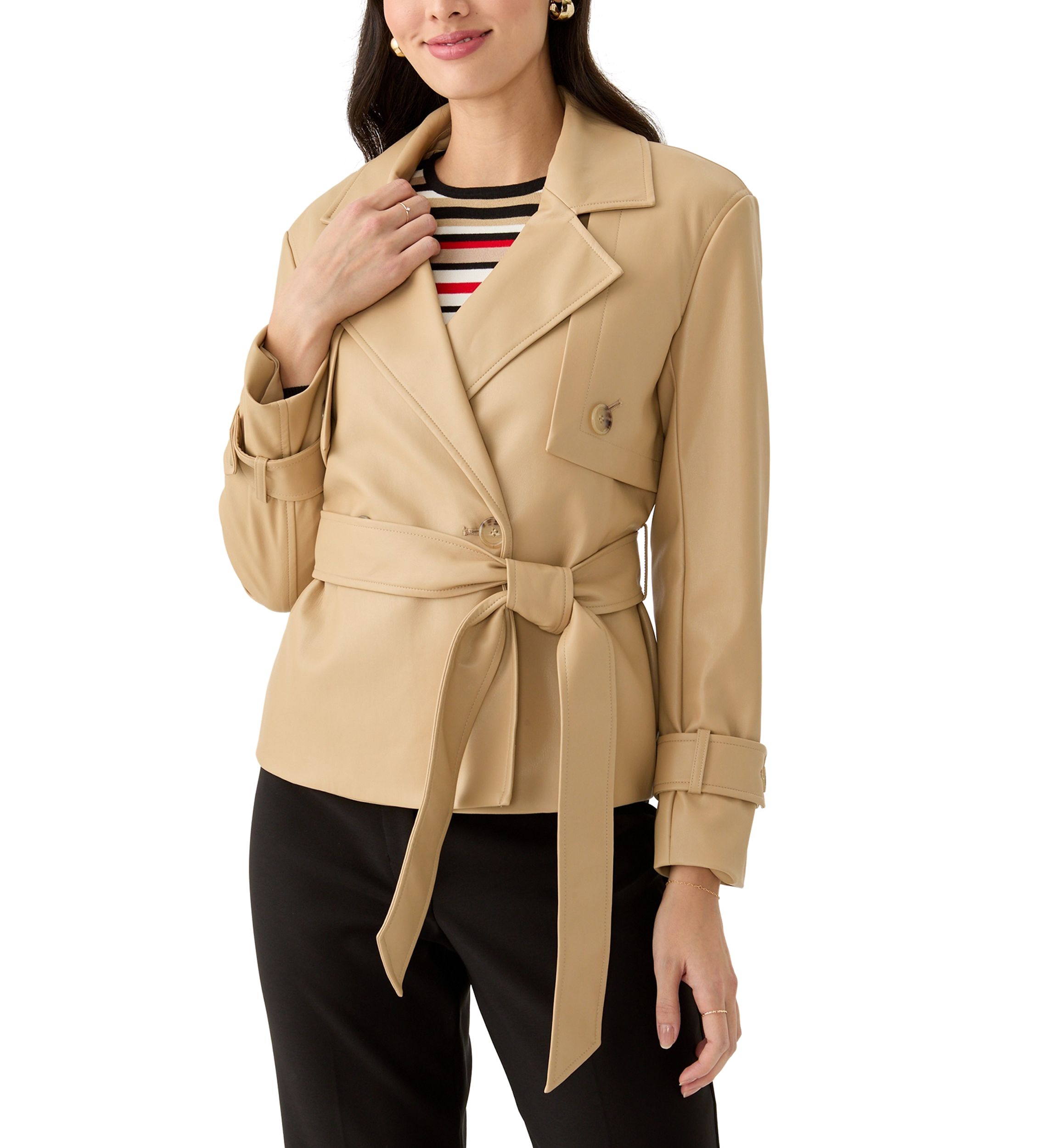 Womens Long Sleeve Cropped Trench 