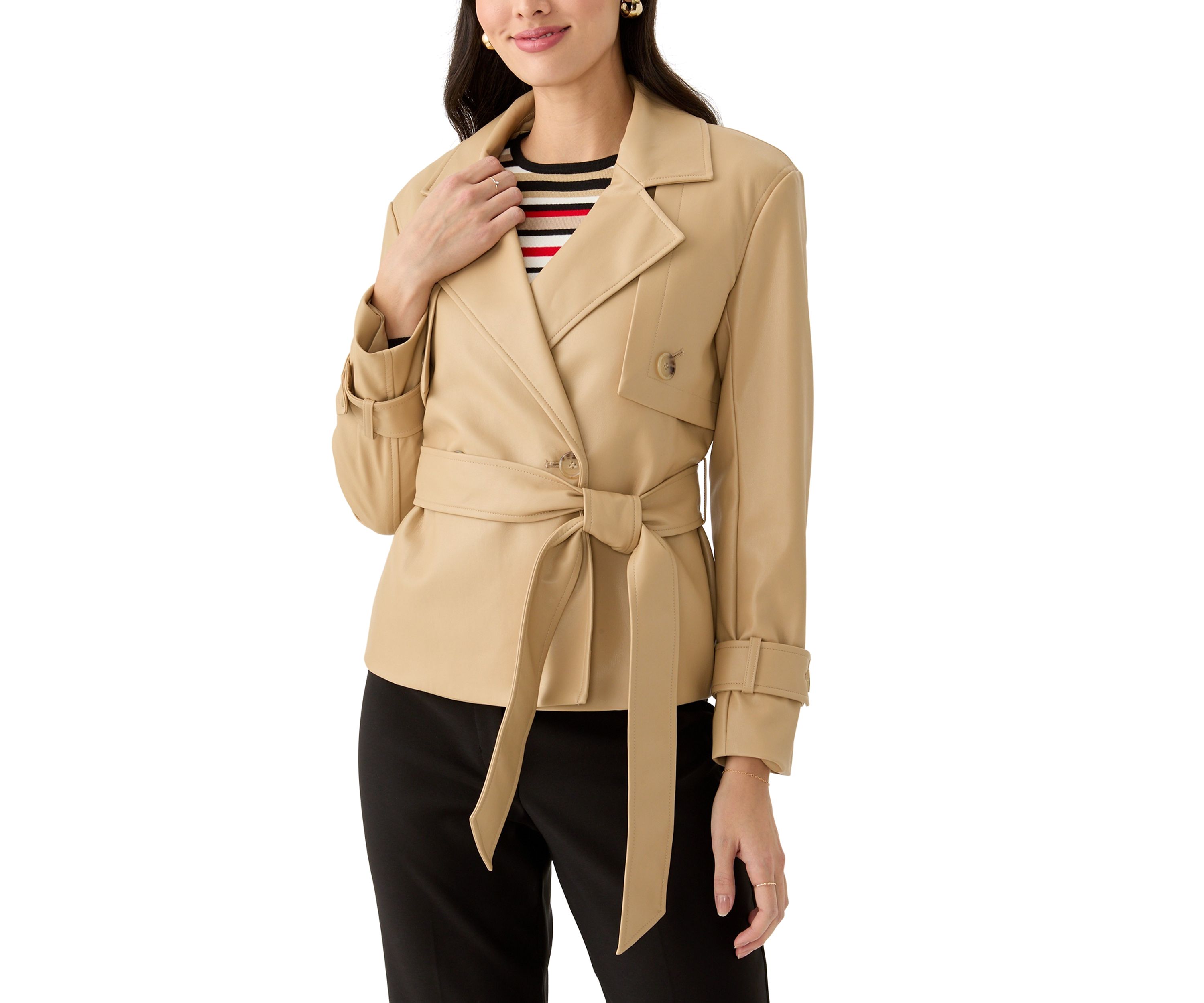 Womens Long Sleeve Cropped Trench 