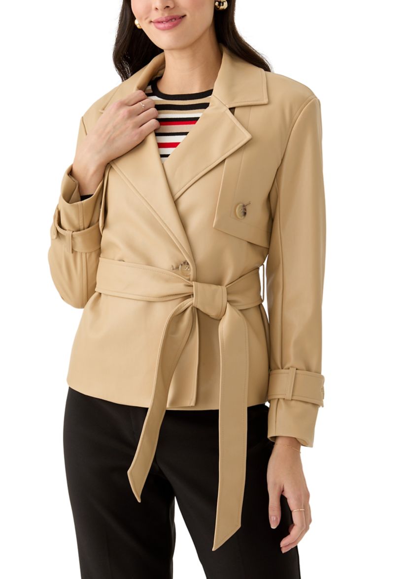 Womens Long Sleeve Cropped Trench 