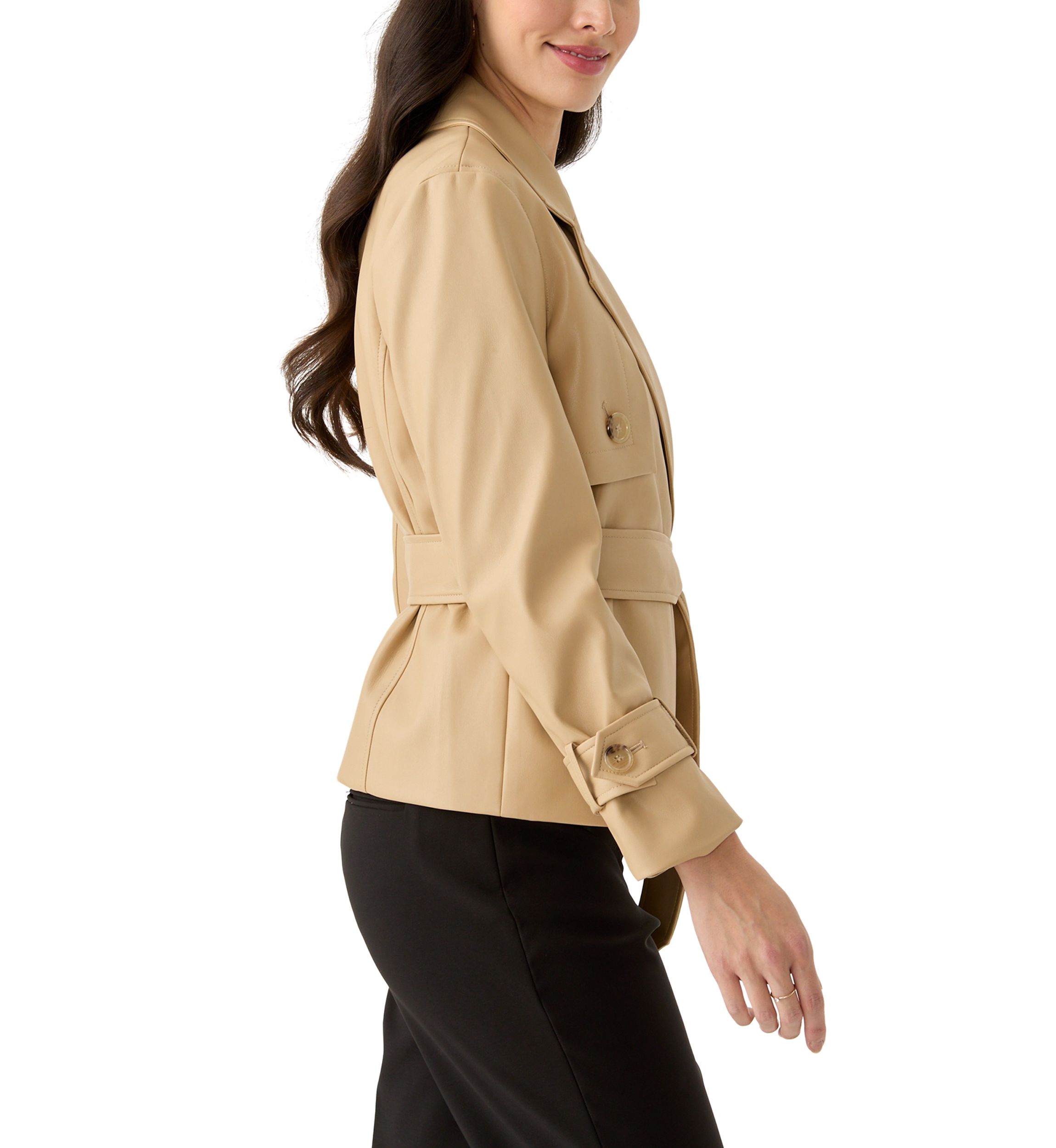 Womens Long Sleeve Cropped Trench 