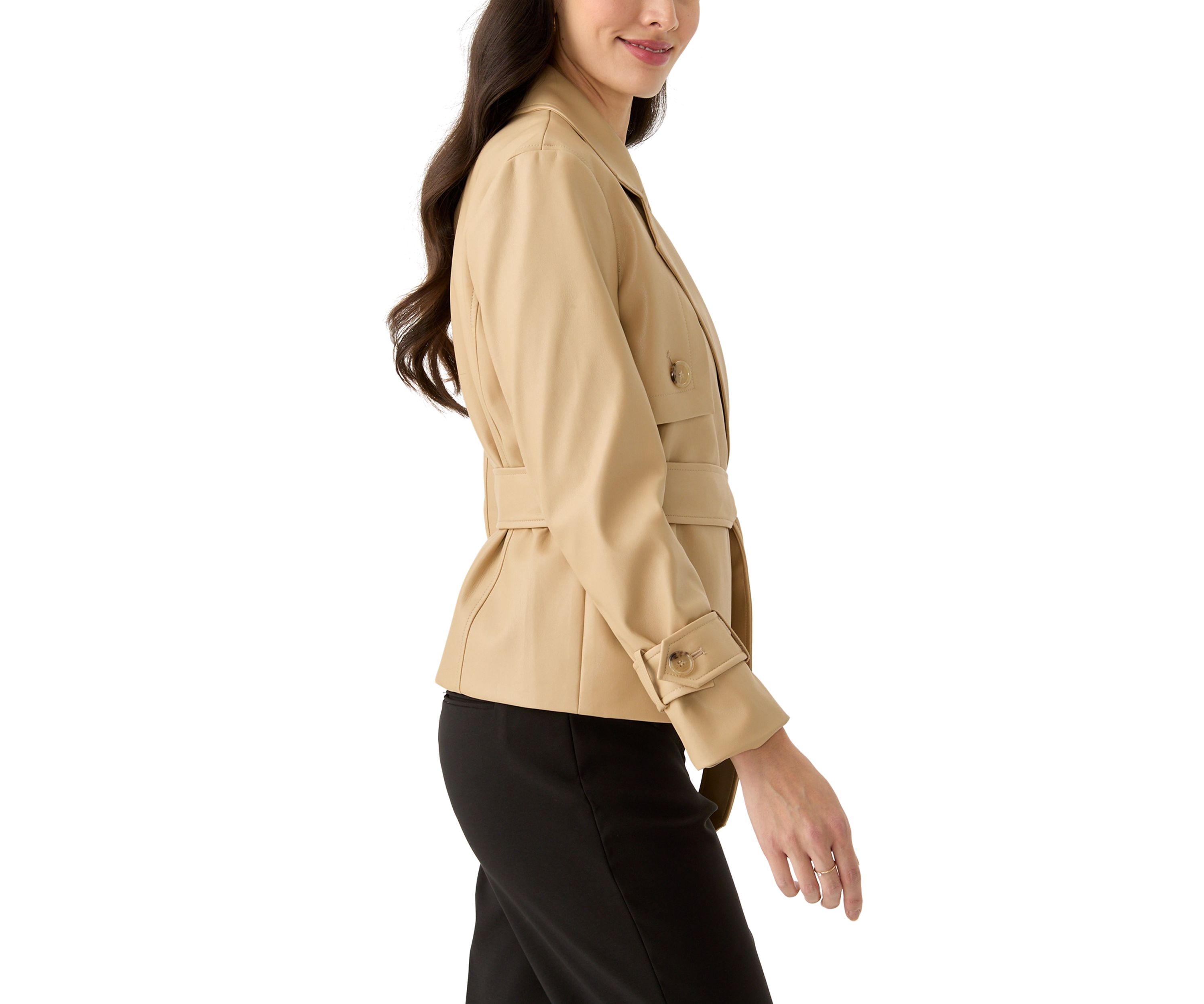 Womens Long Sleeve Cropped Trench 