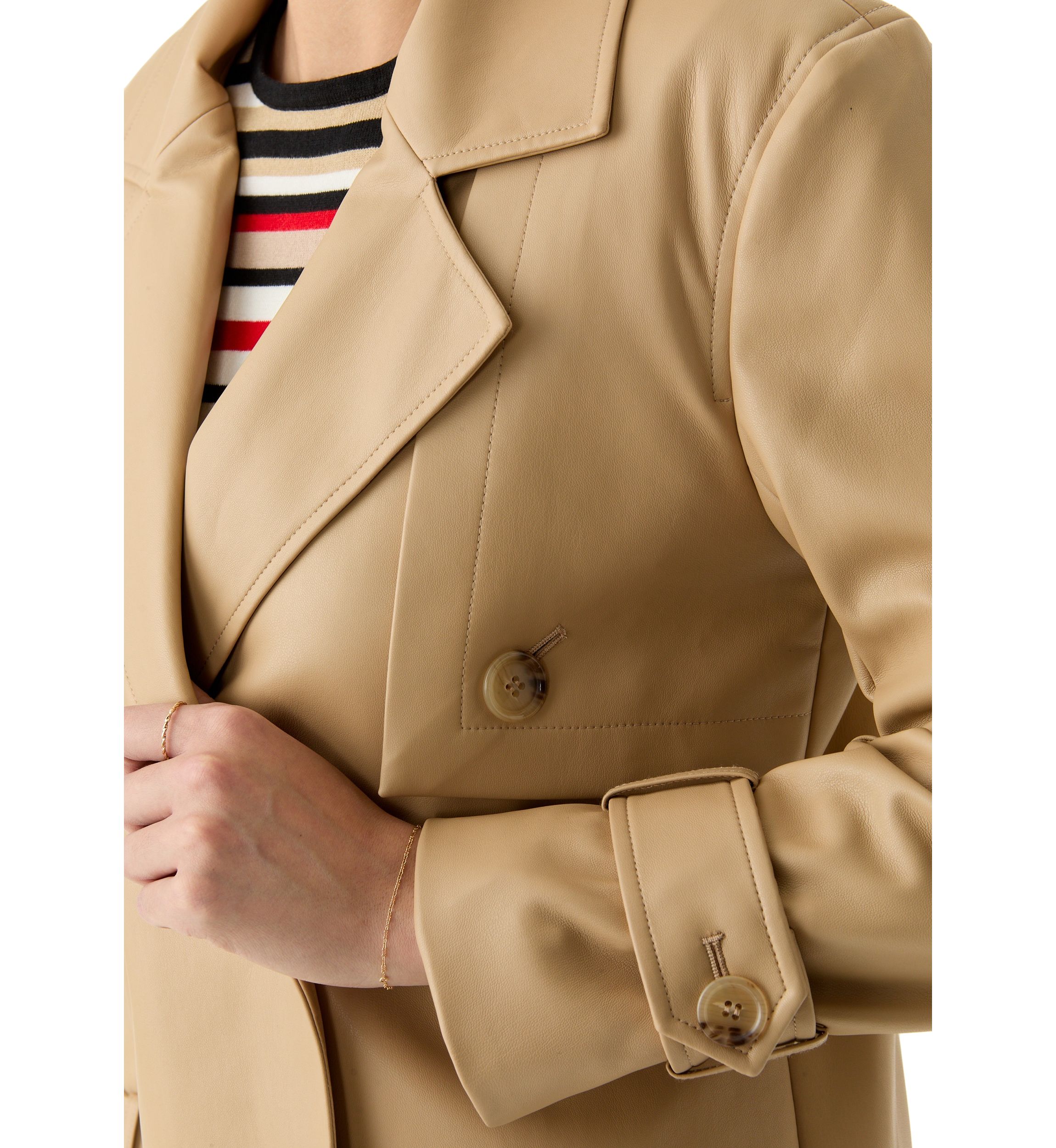 Womens Long Sleeve Cropped Trench 