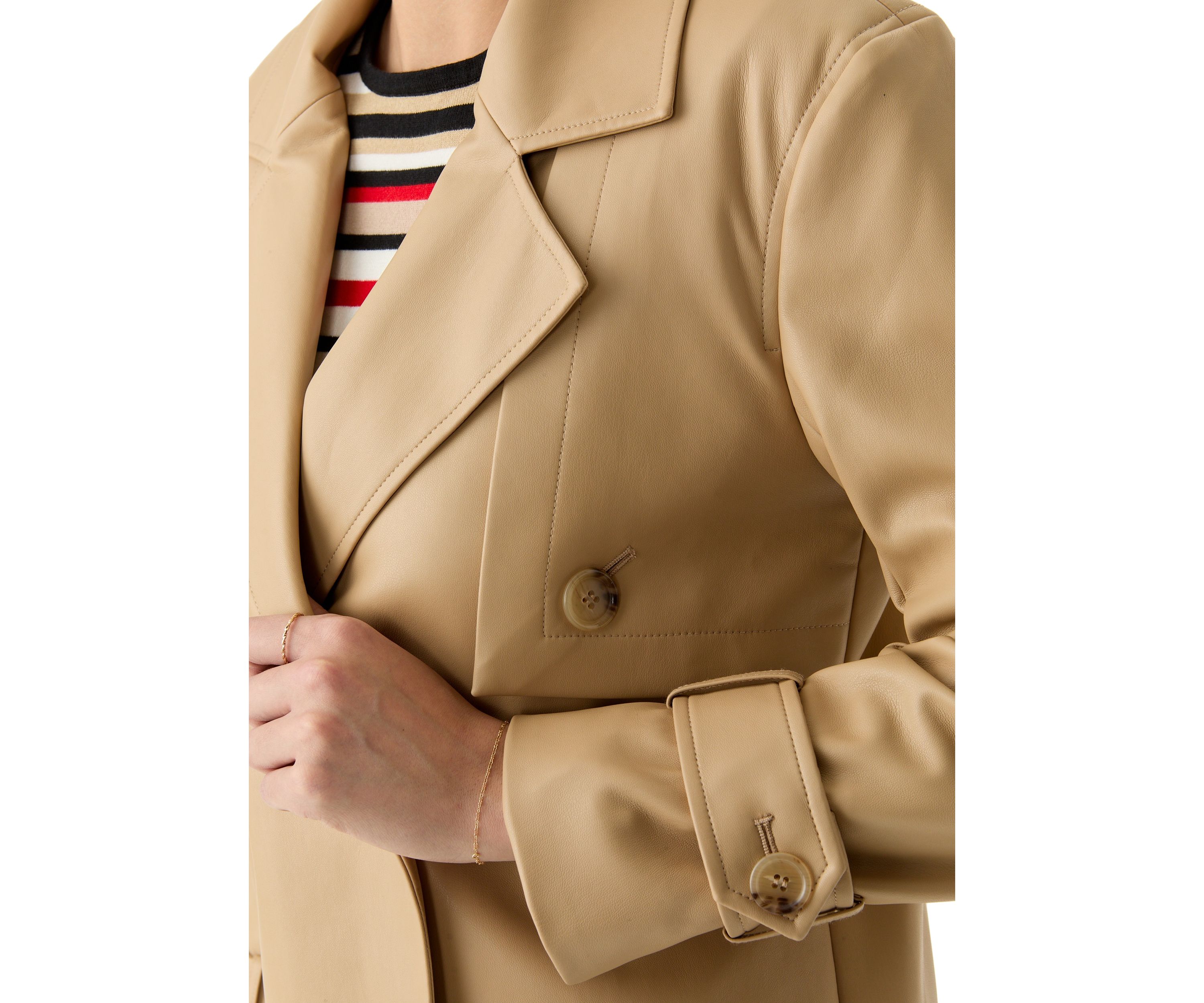 Womens Long Sleeve Cropped Trench 
