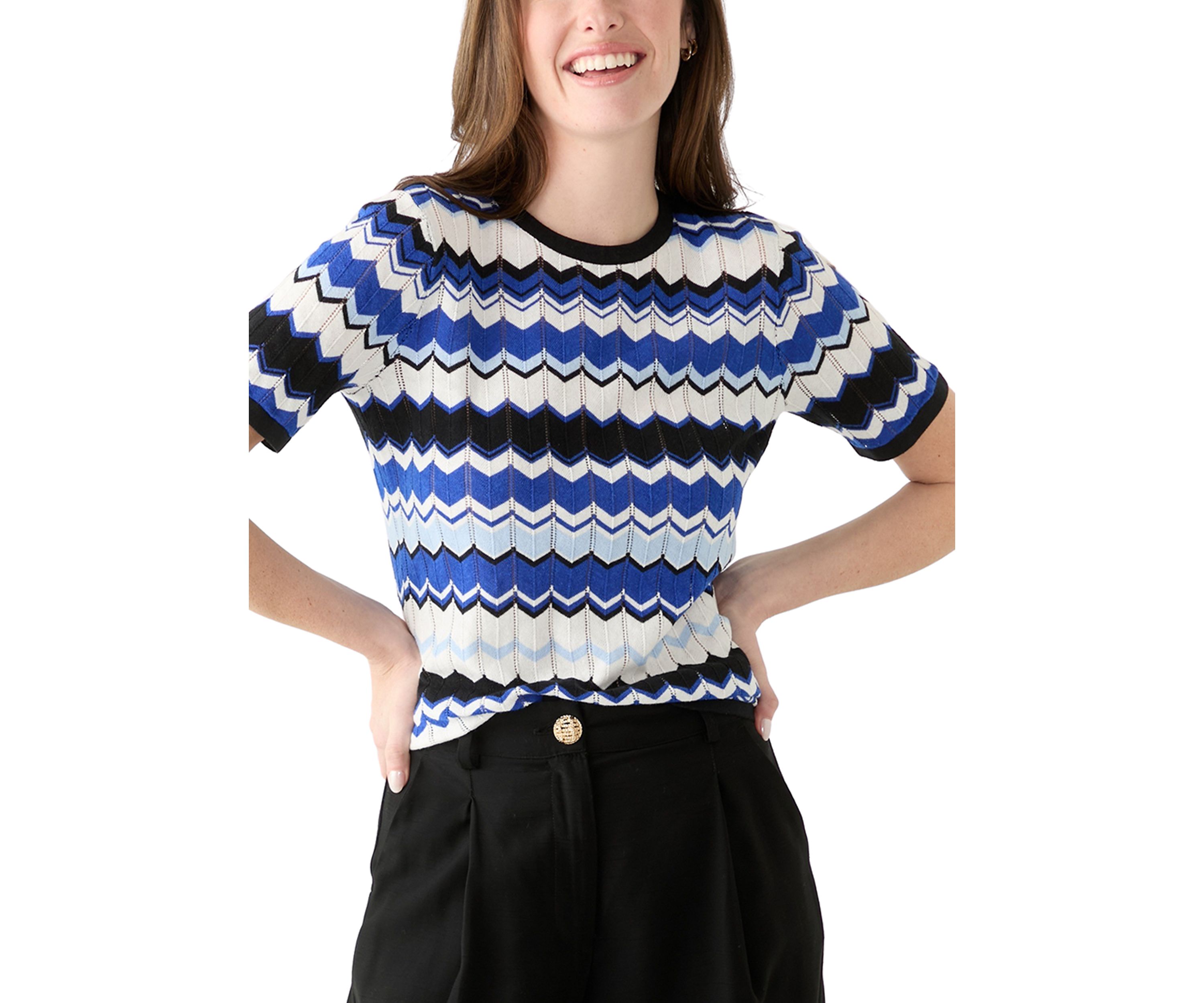 Womens Chevron Printed Top with Side Tie