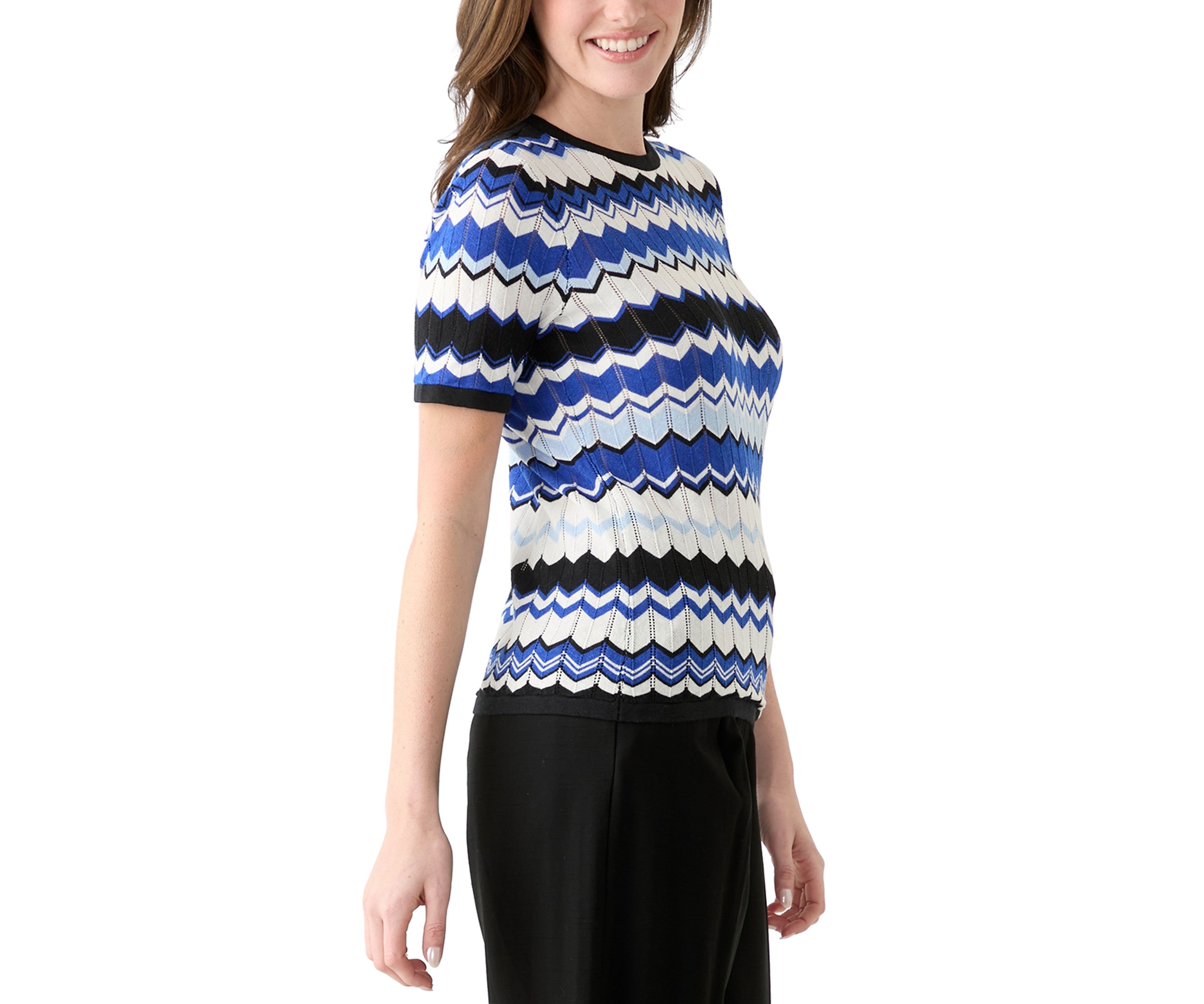 Womens Chevron Printed Top with Side Tie