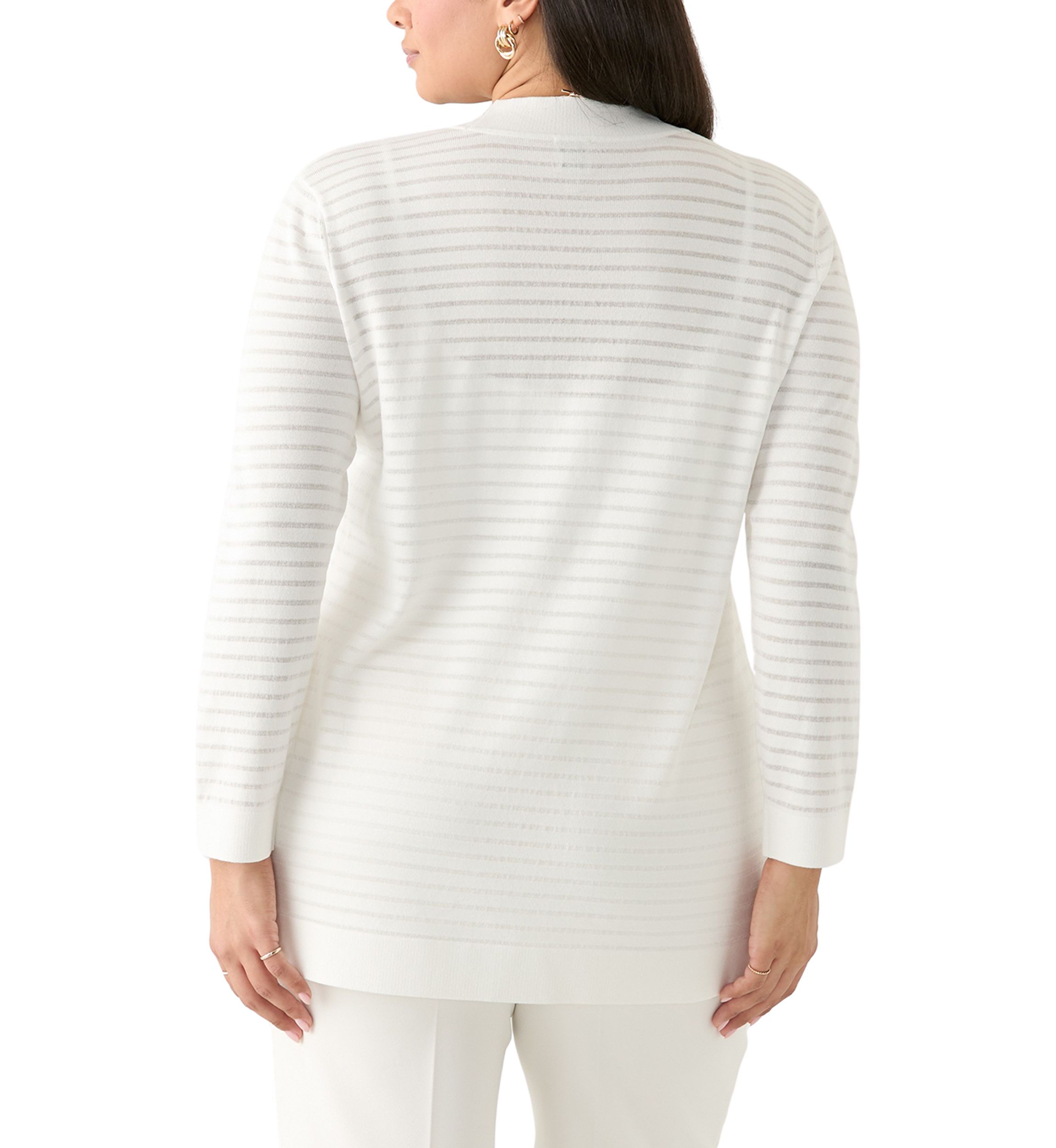 Plus Size Sheer Stripe Cardigan