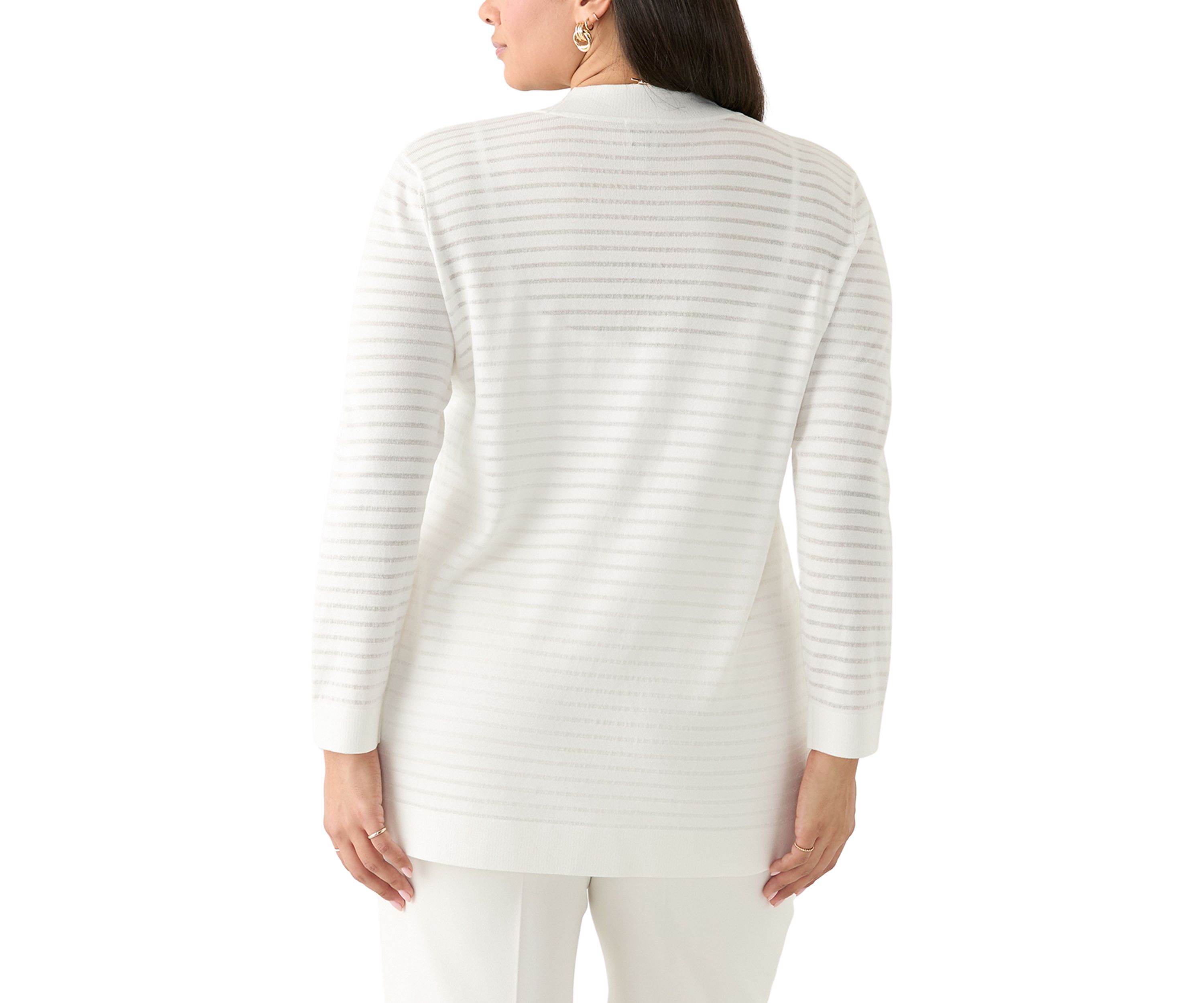 Plus Size Sheer Stripe Cardigan