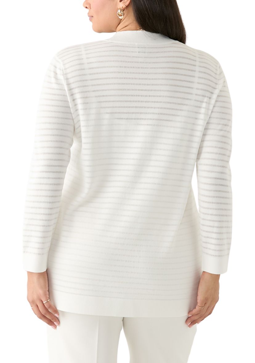 Plus Size Sheer Stripe Cardigan