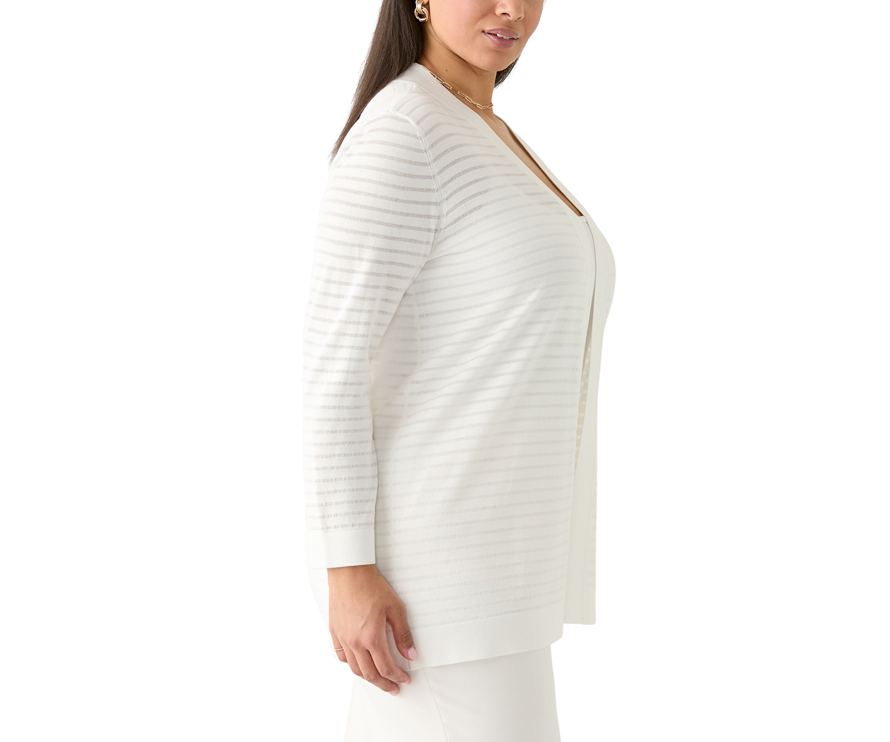 Plus Size Sheer Stripe Cardigan