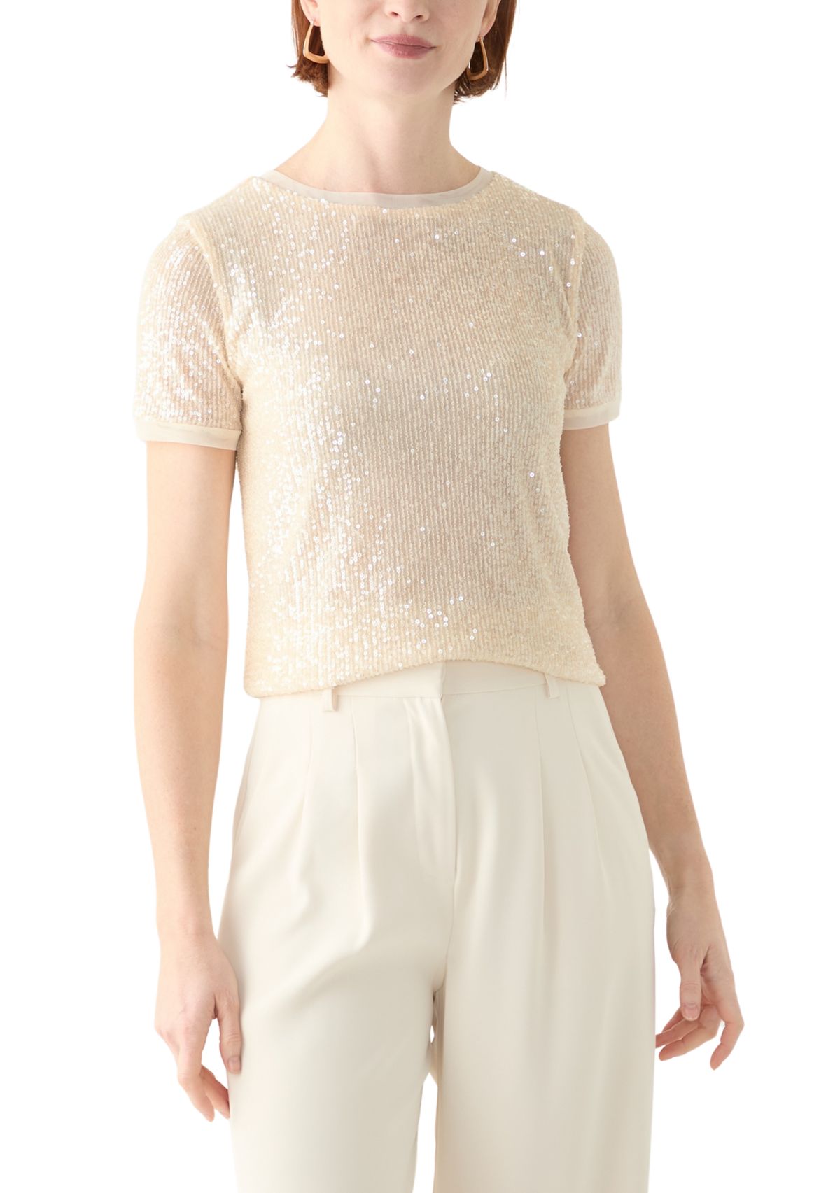 Womens Short Sleeve Sequin Top