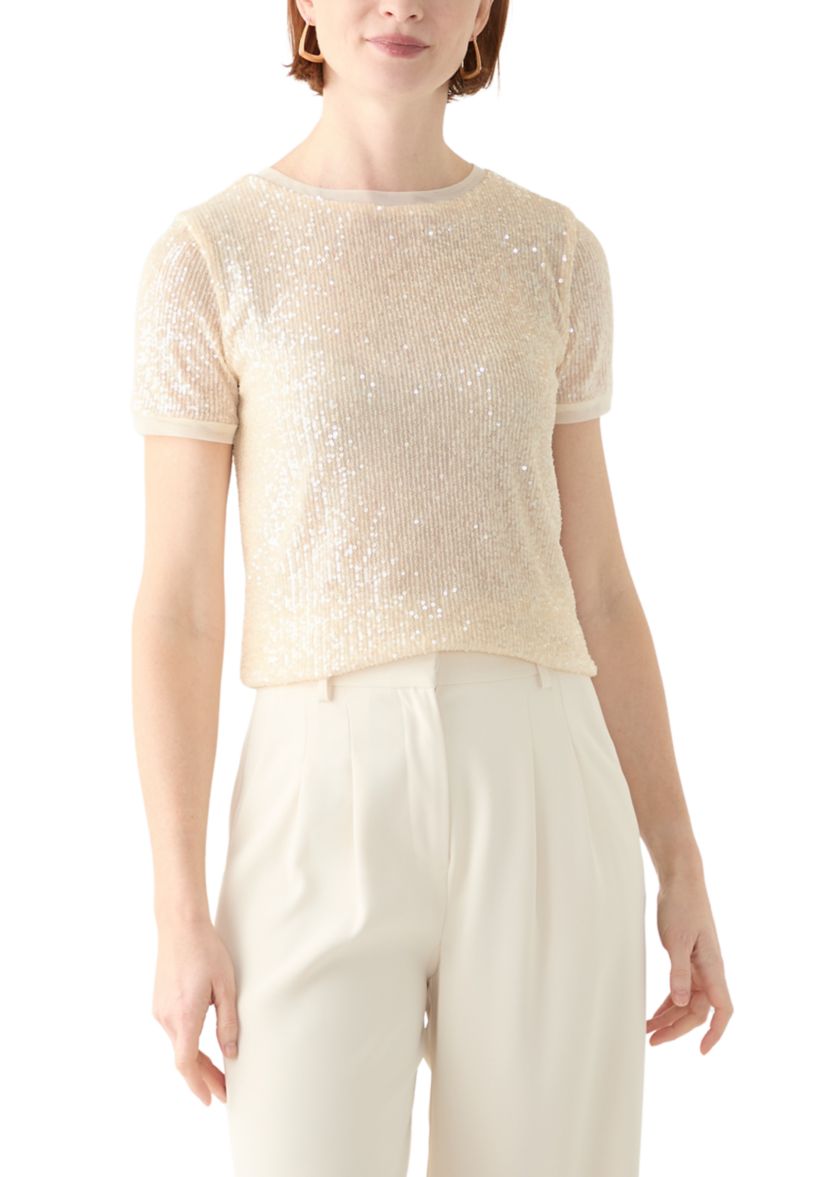 Womens Short Sleeve Sequin Top