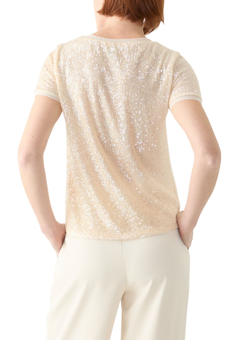 Womens Short Sleeve Sequin Top