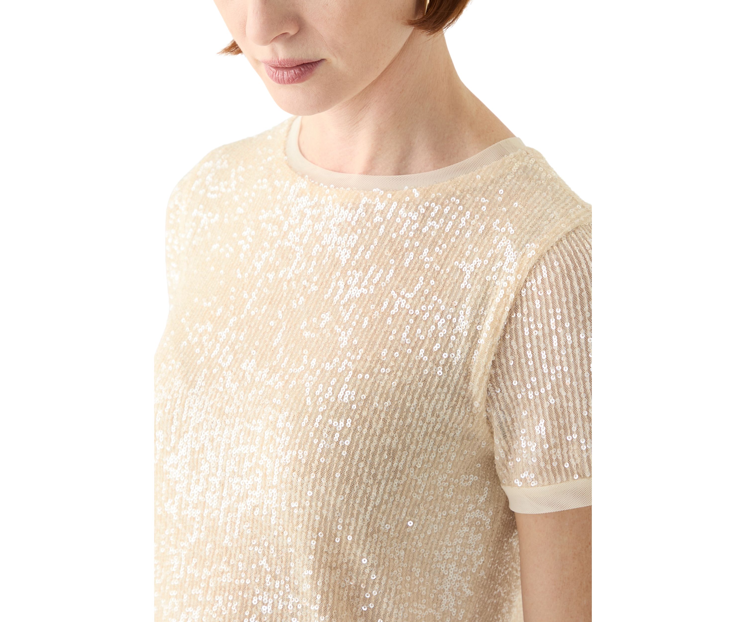 Womens Short Sleeve Sequin Top