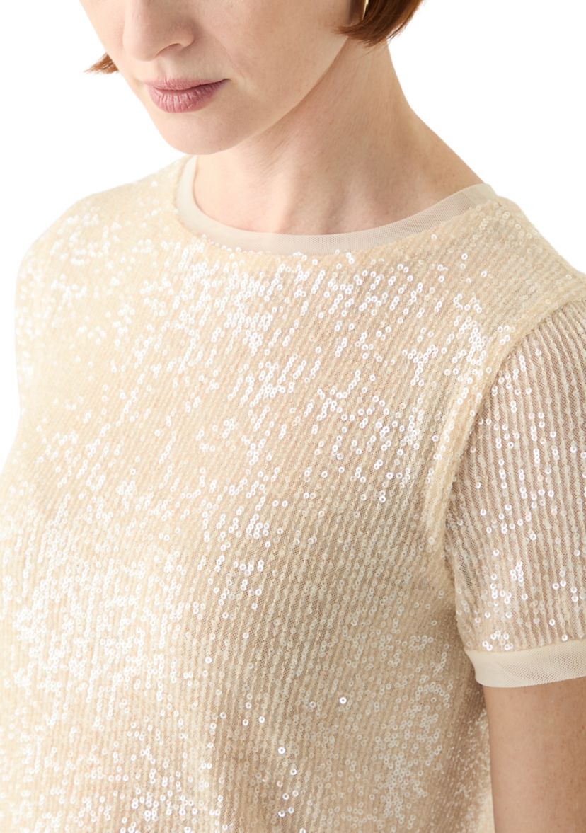 Womens Short Sleeve Sequin Top