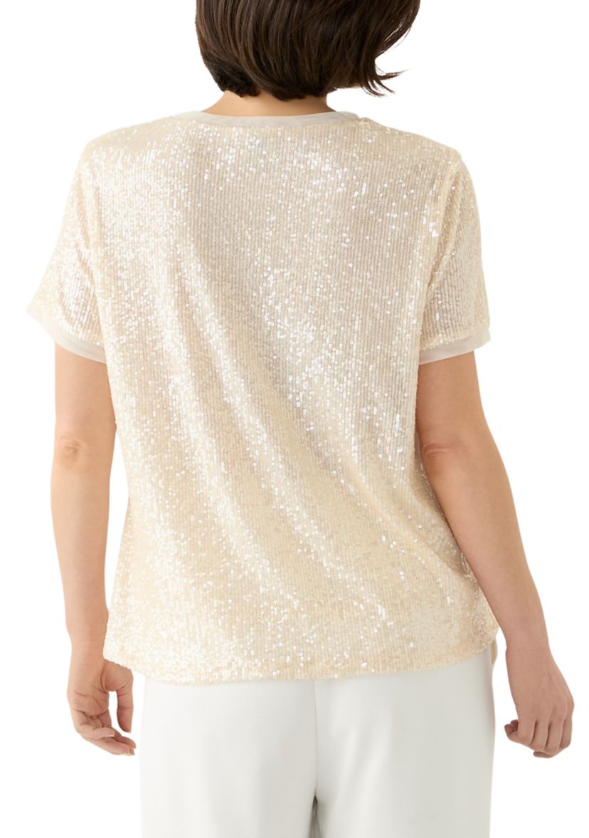 Petite Short Sleeve Sequin T-Shirt