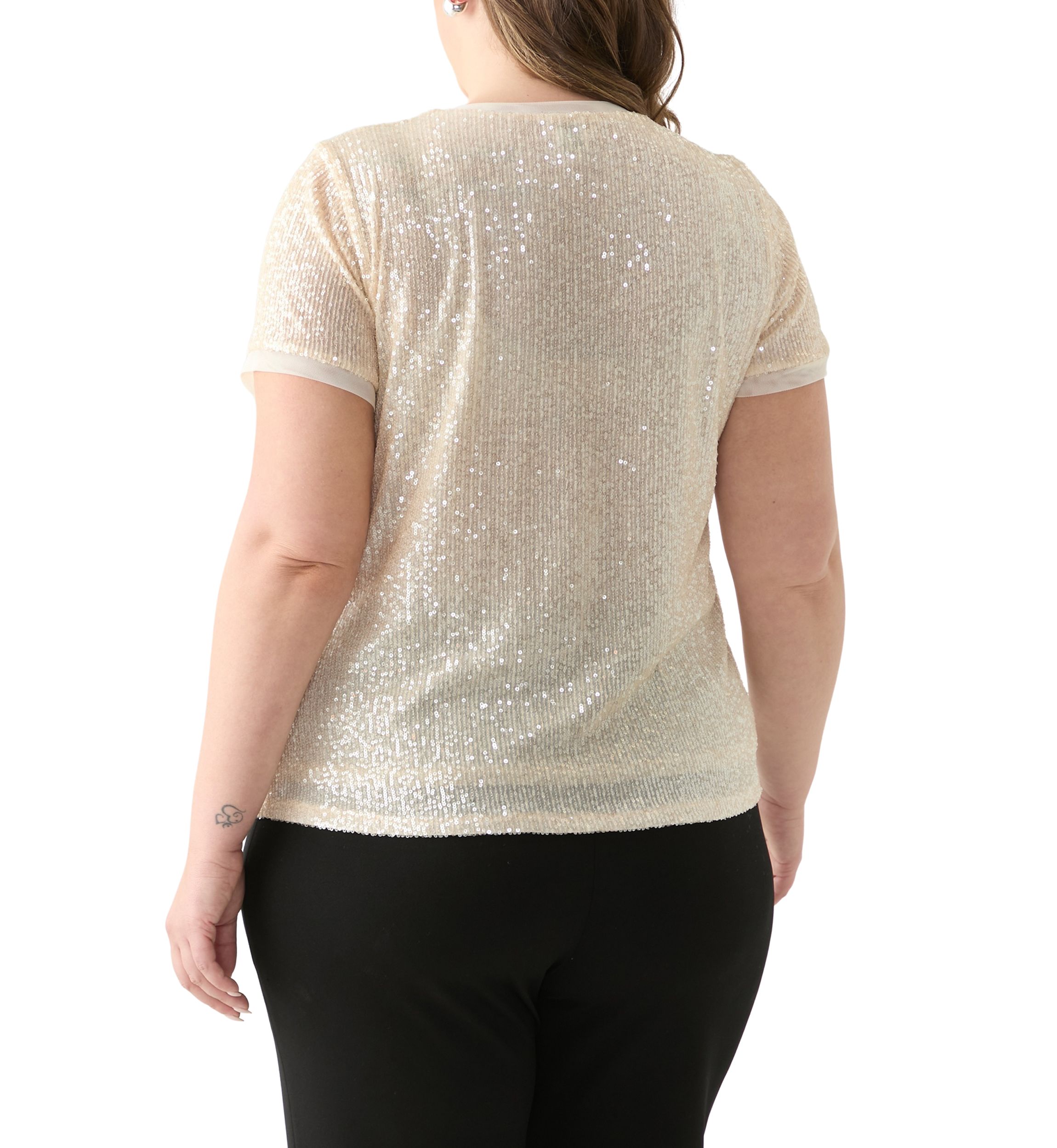 Plus Size Short Sleeve Sequin Top