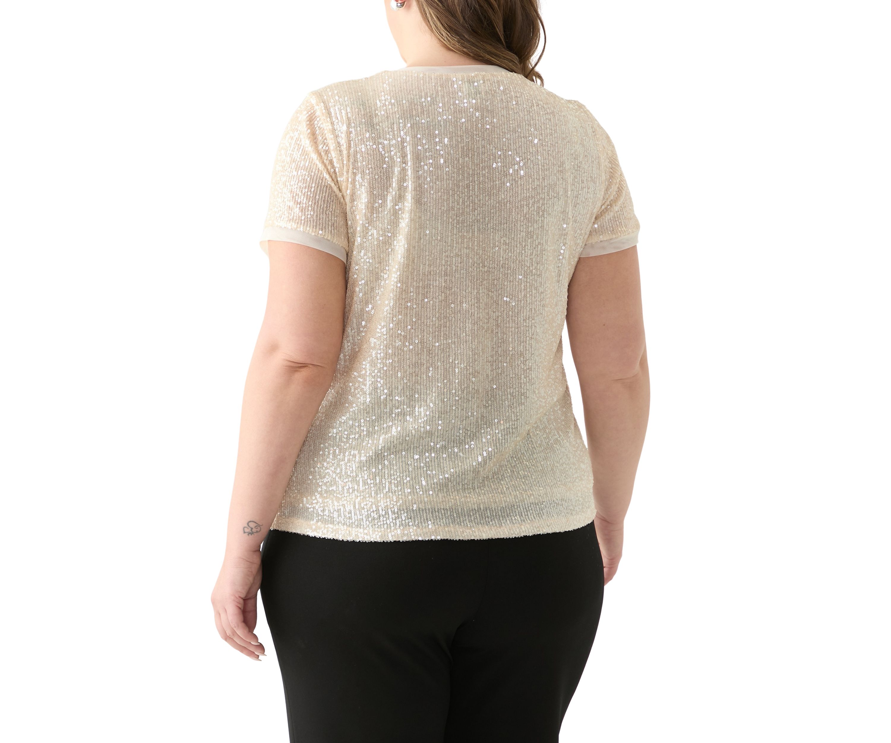 Plus Size Short Sleeve Sequin Top