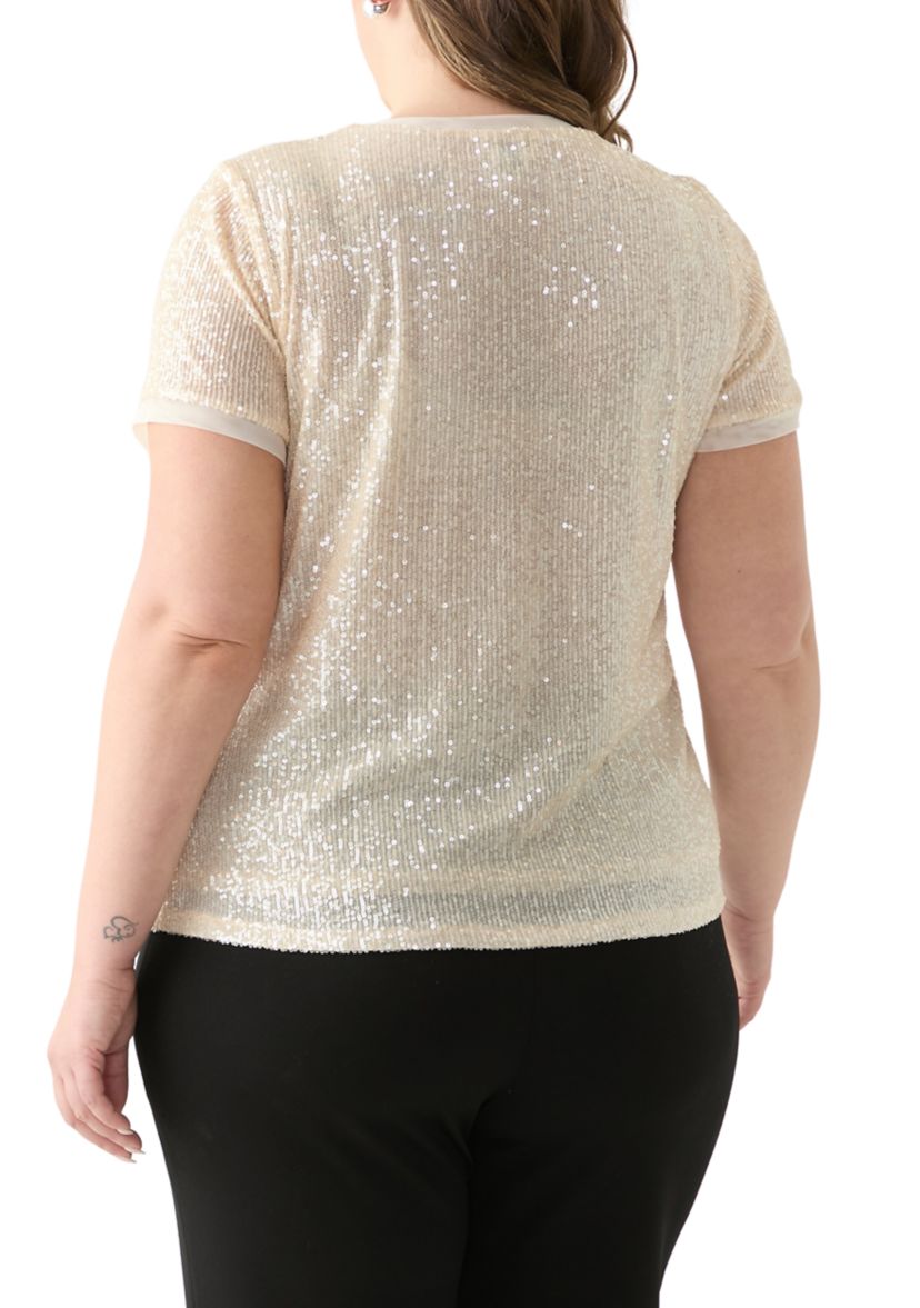 Plus Size Short Sleeve Sequin Top