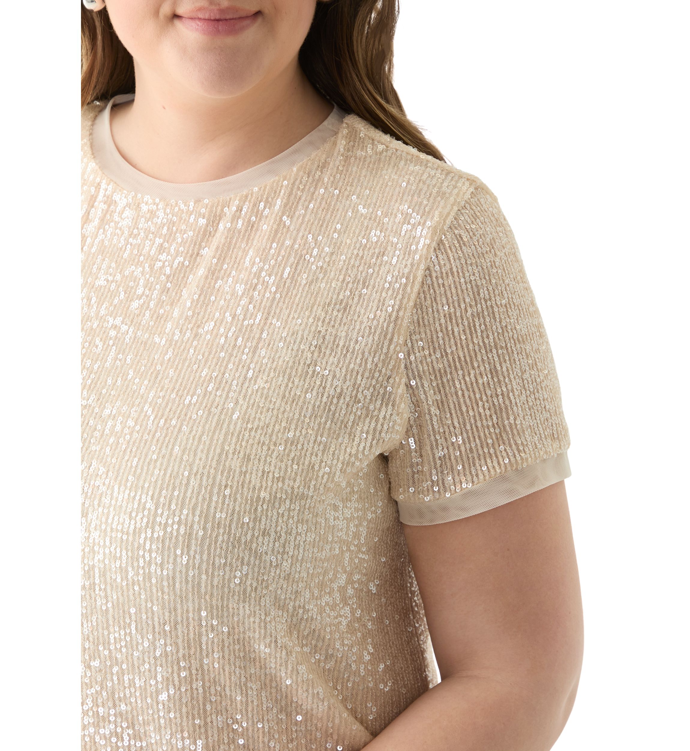 Plus Size Short Sleeve Sequin Top