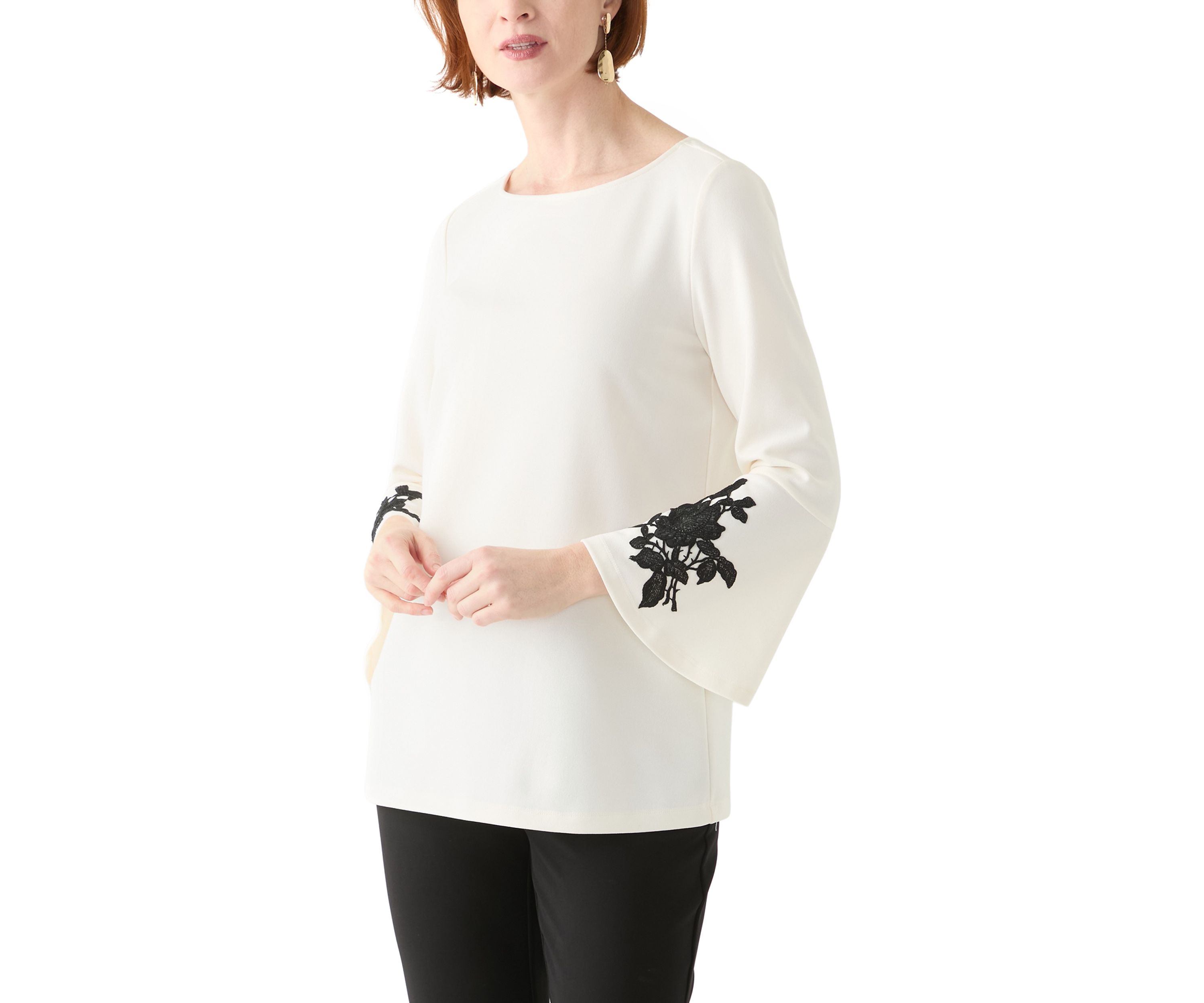Womens Long Sleeve Appliqué Tunic